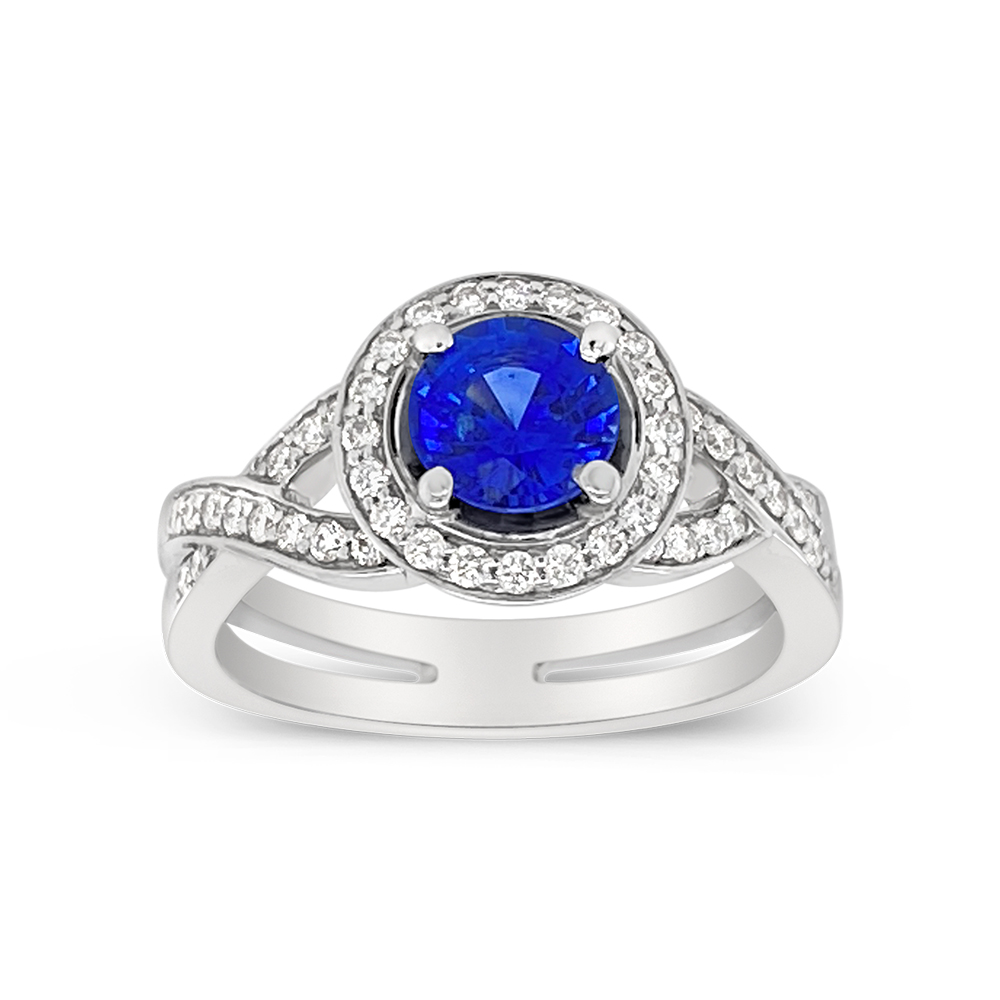 Irisa By Martin Binder Blue Sapphire & Diamond Bypass Ring