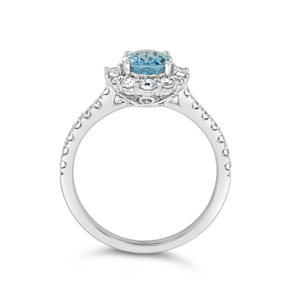 Irisa By Martin Binder Aquamarine & Diamond Unique Halo Ring