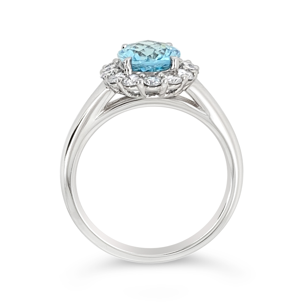 Irisa By Martin Binder Aquamarine & Diamond Halo Ring