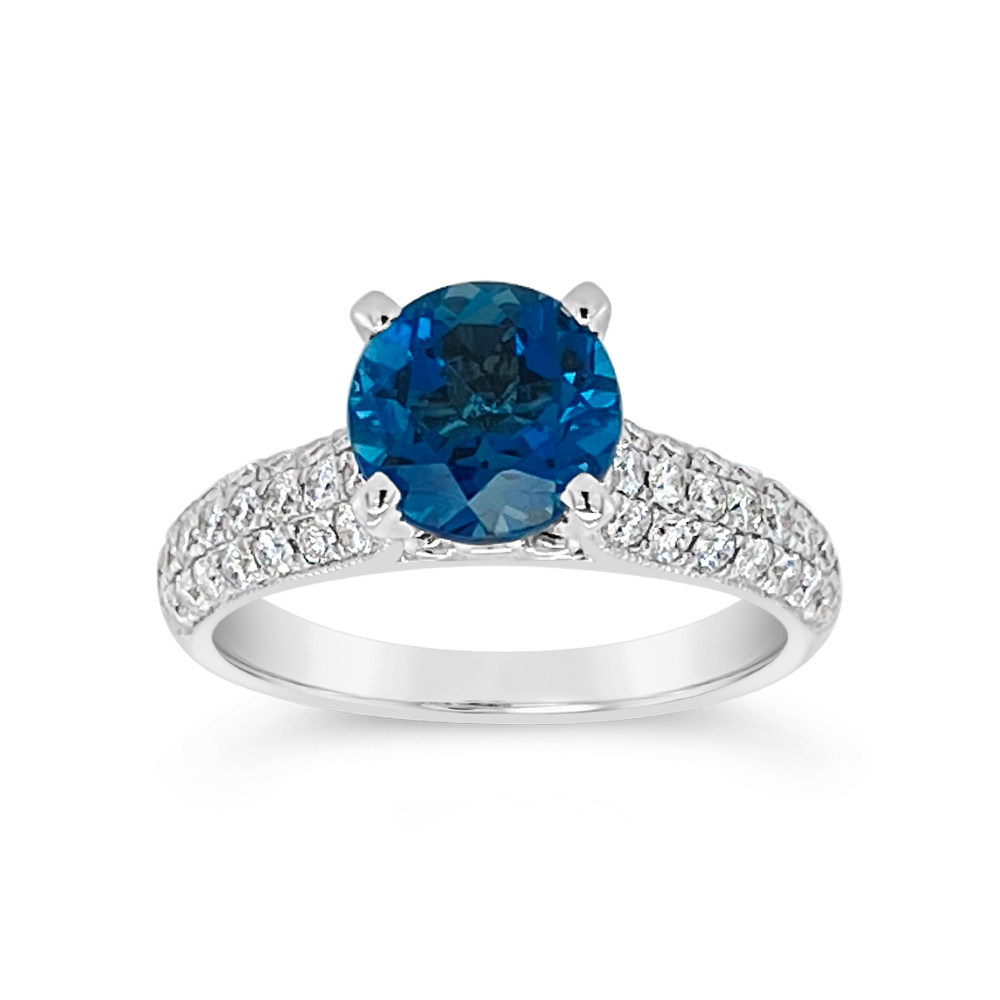 Irisa By Martin Binder London Blue Topaz & Diamond Pave Ring