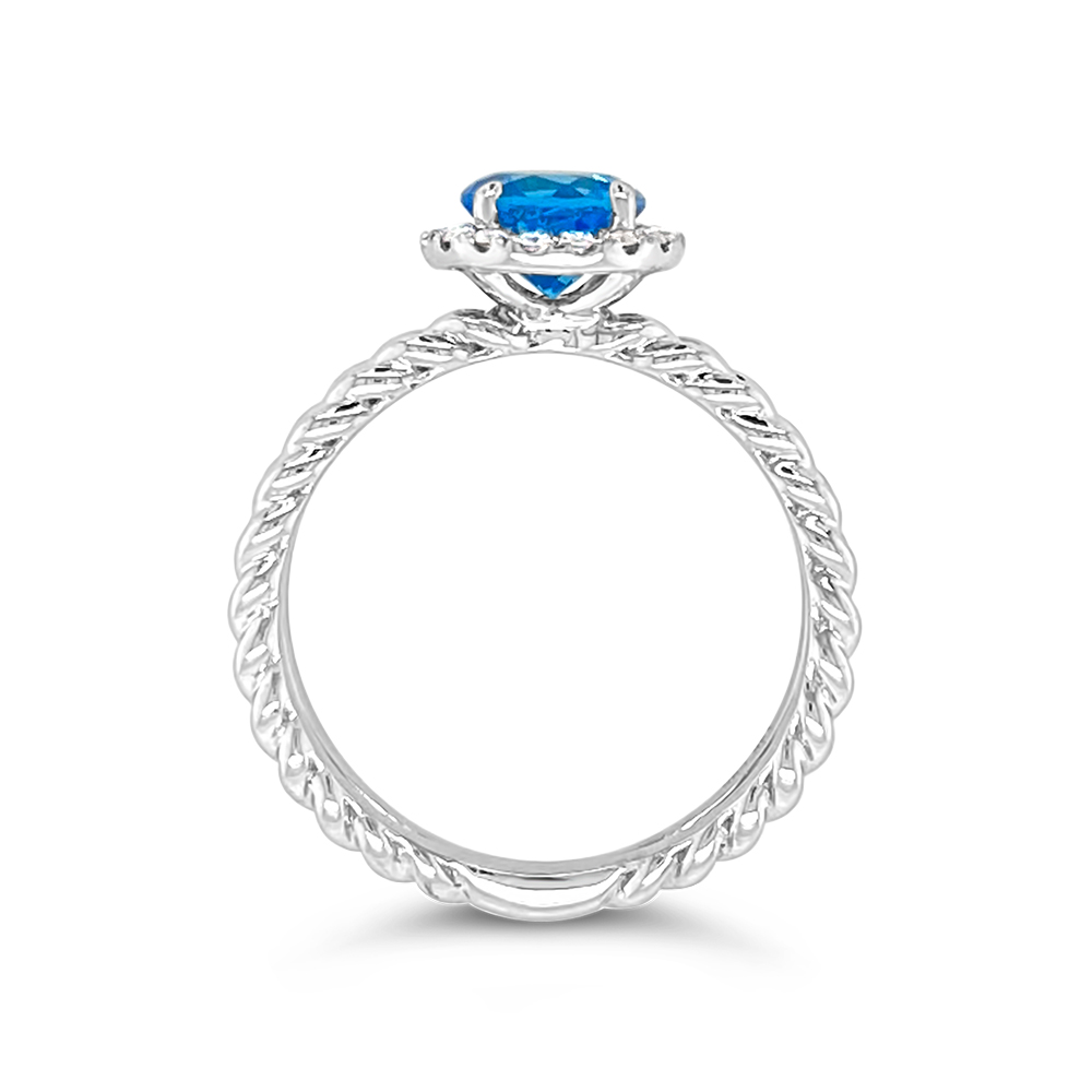 Irisa By Martin Binder Swiss Blue Topaz & Diamond Rope Ring