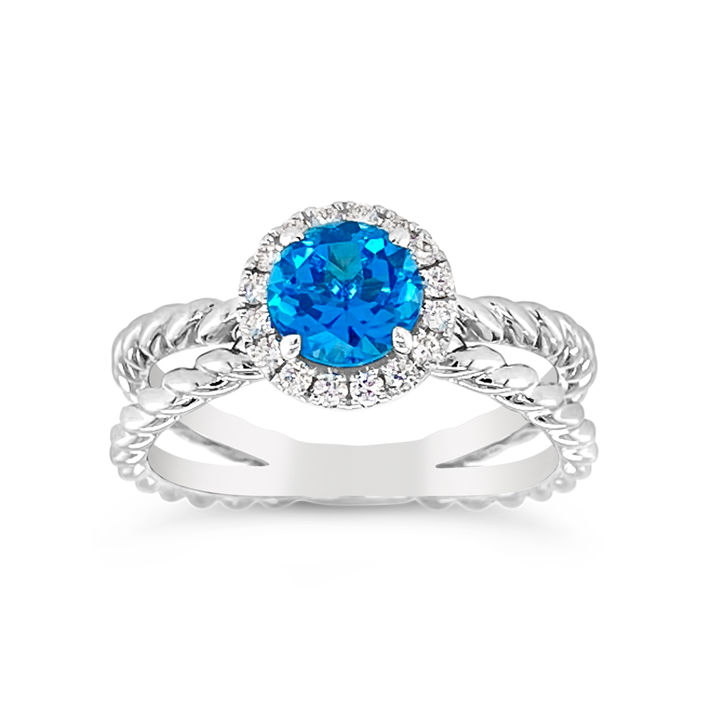 Irisa By Martin Binder Swiss Blue Topaz & Diamond Rope Ring