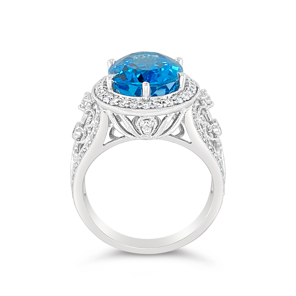 Irisa By Martin Binder London Blue Topaz & Diamond Statement Ring