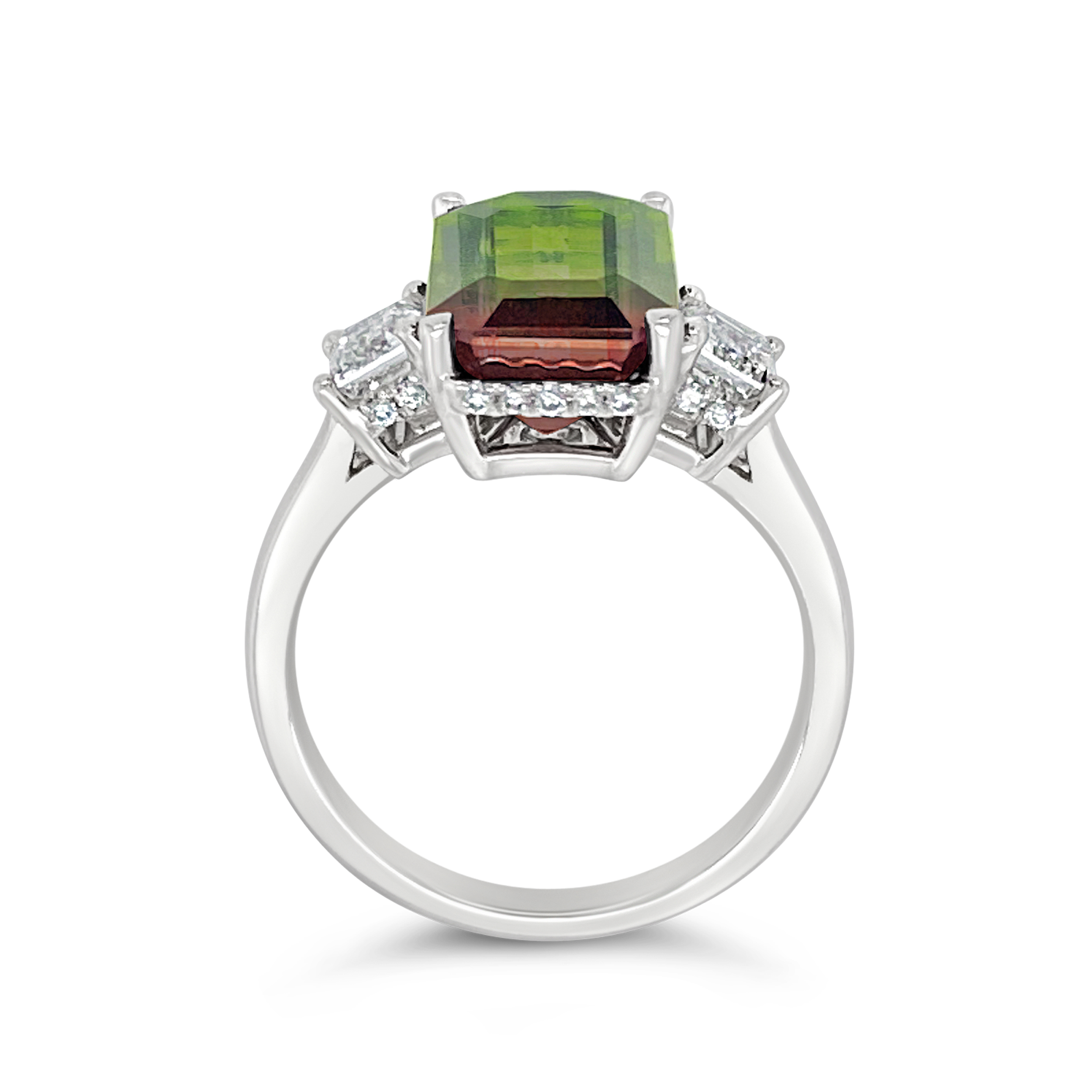 Irisa By Martin Binder Bi-color Tourmaline & Diamond Three Stone Ring