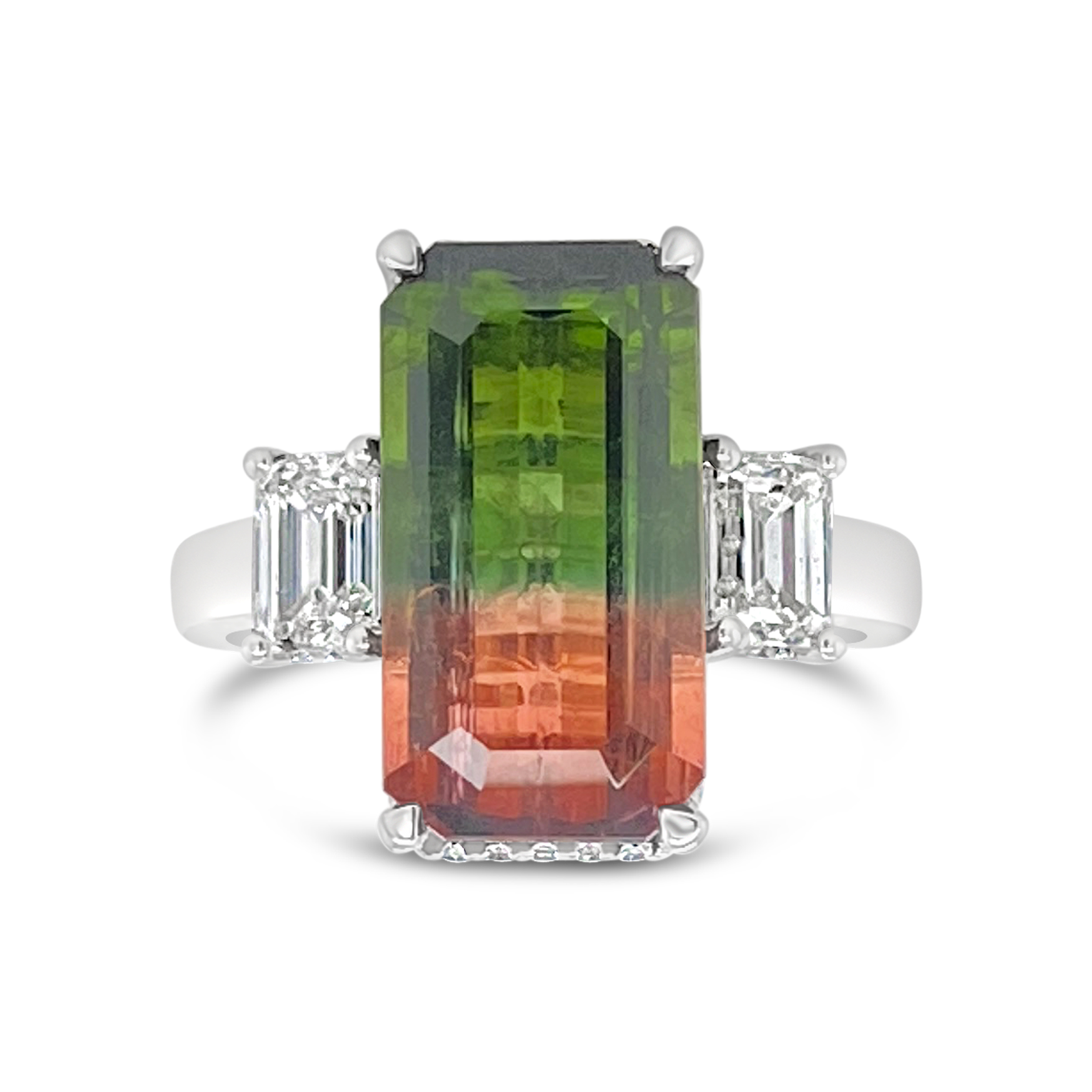 Irisa By Martin Binder Bi-color Tourmaline & Diamond Three Stone Ring