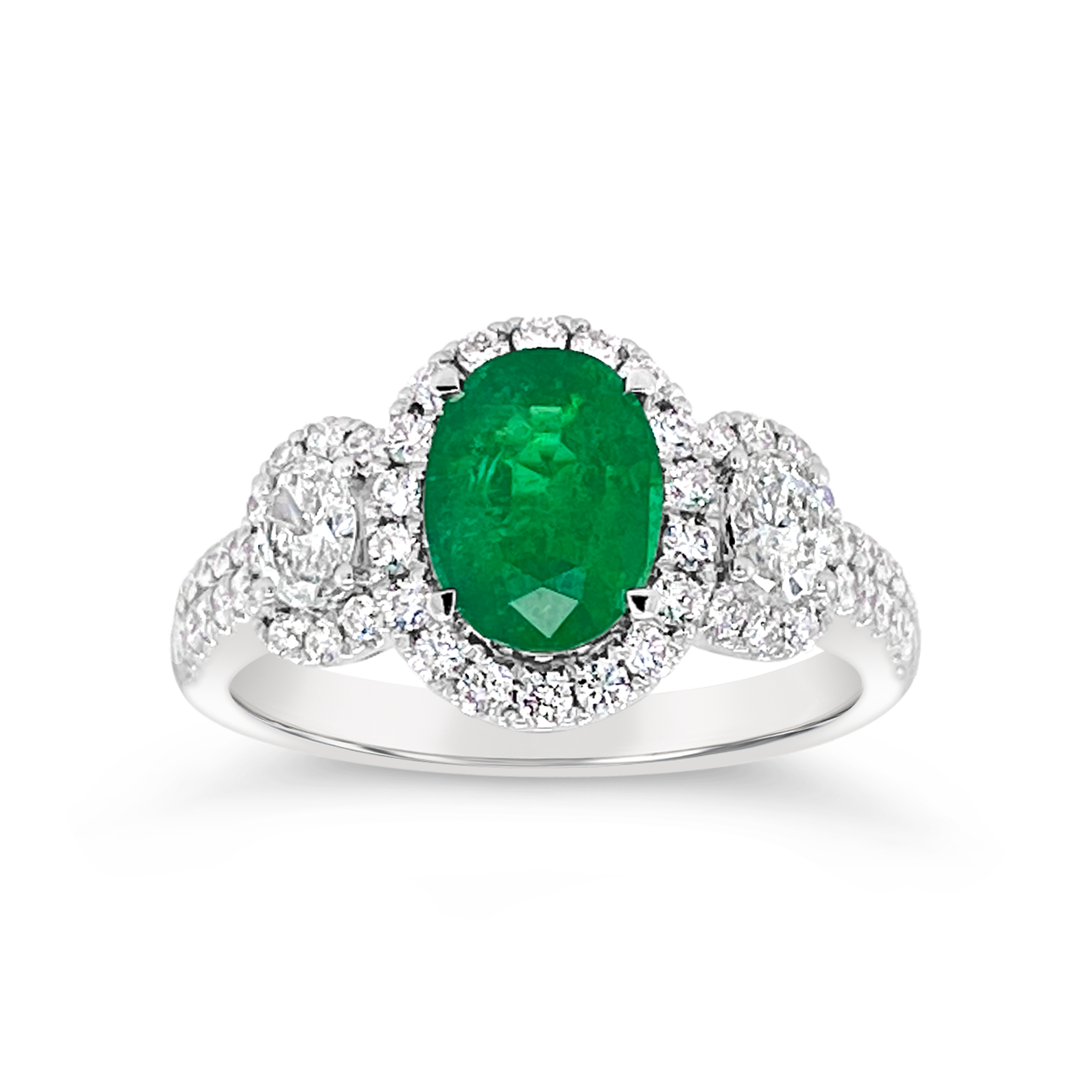 Irisa By Martin Binder Emerald & Diamond Three Stone Ring