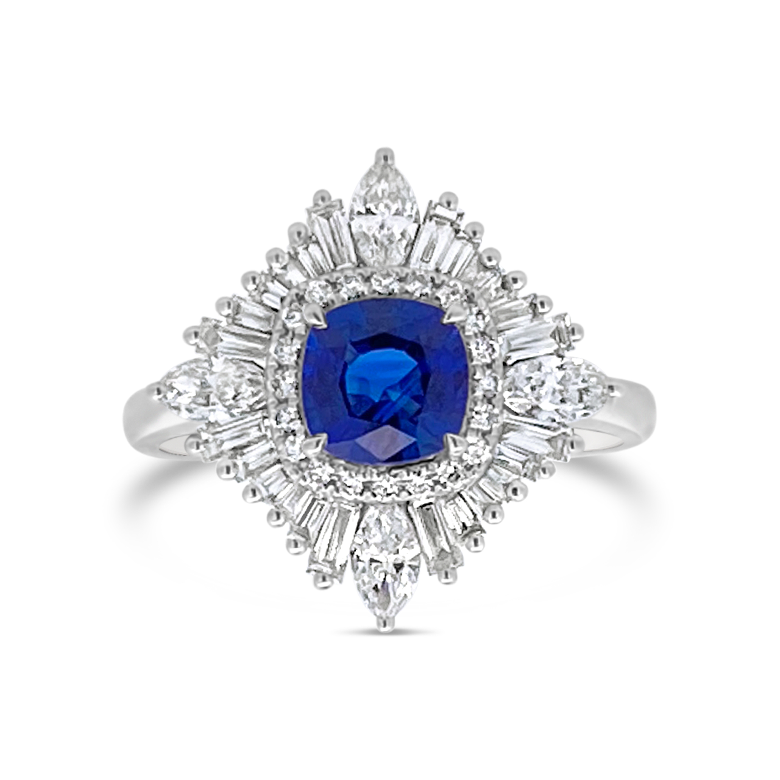 Irisa By Martin Binder Blue Sapphire & Diamond Deco Halo Ring