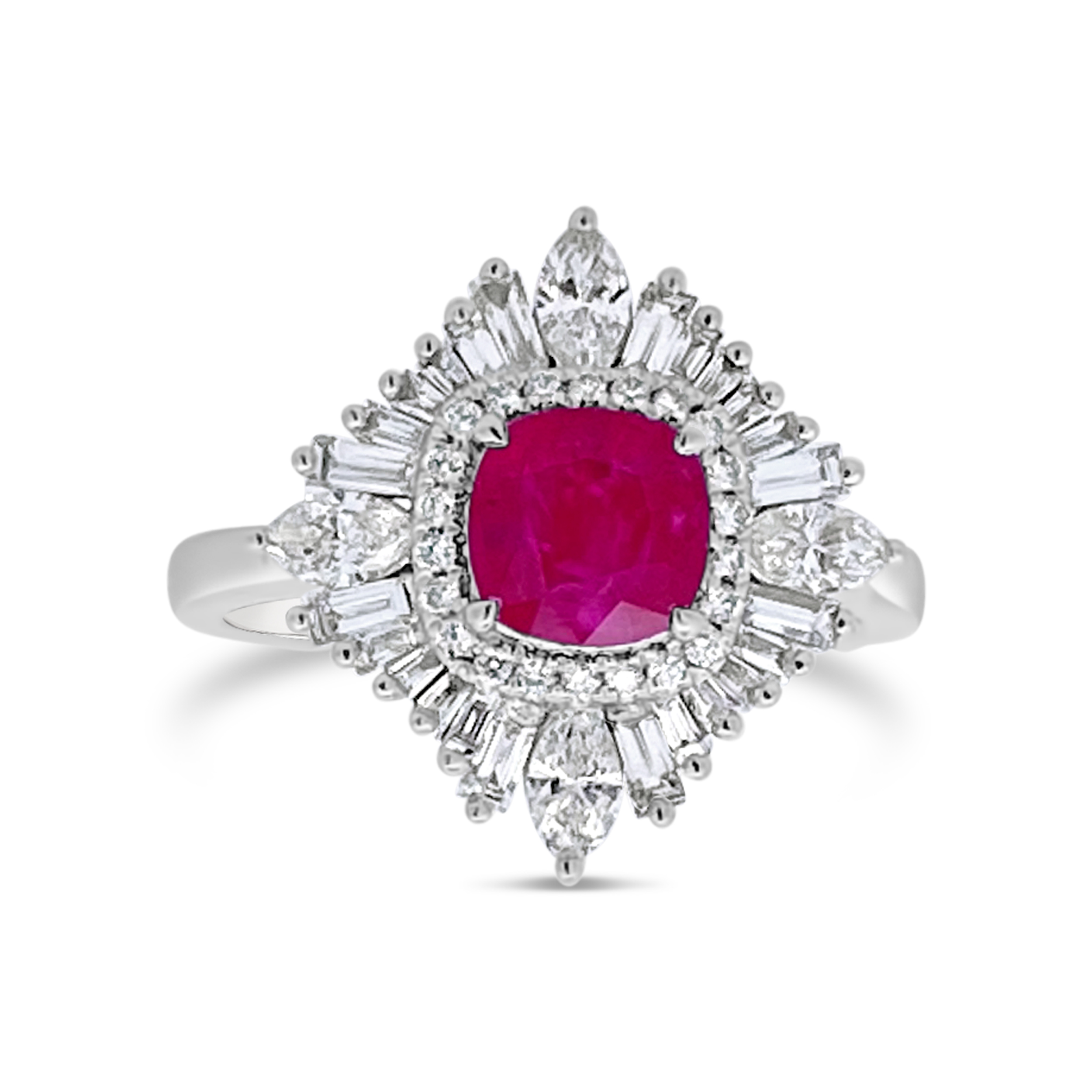 Irisa By Martin Binder Ruby & Diamond Deco Halo Ring