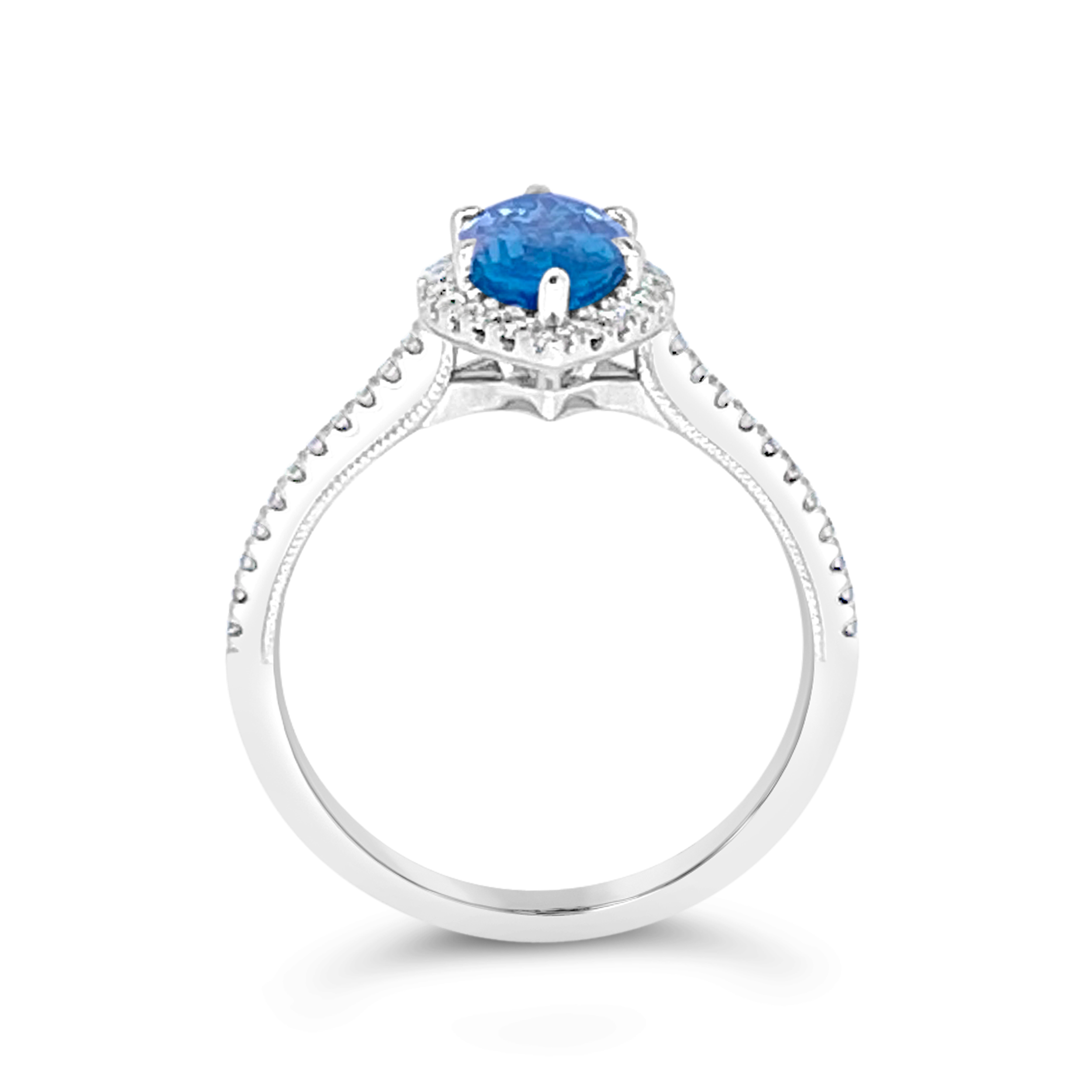 Irisa By Martin Binder Marquise Blue Zircon & Diamond Halo Ring