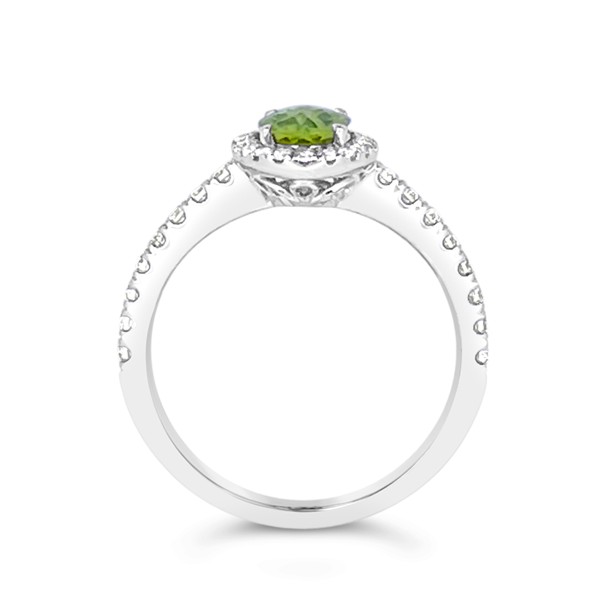 Irisa By Martin Binder Oval Peridot & Diamond Halo Ring