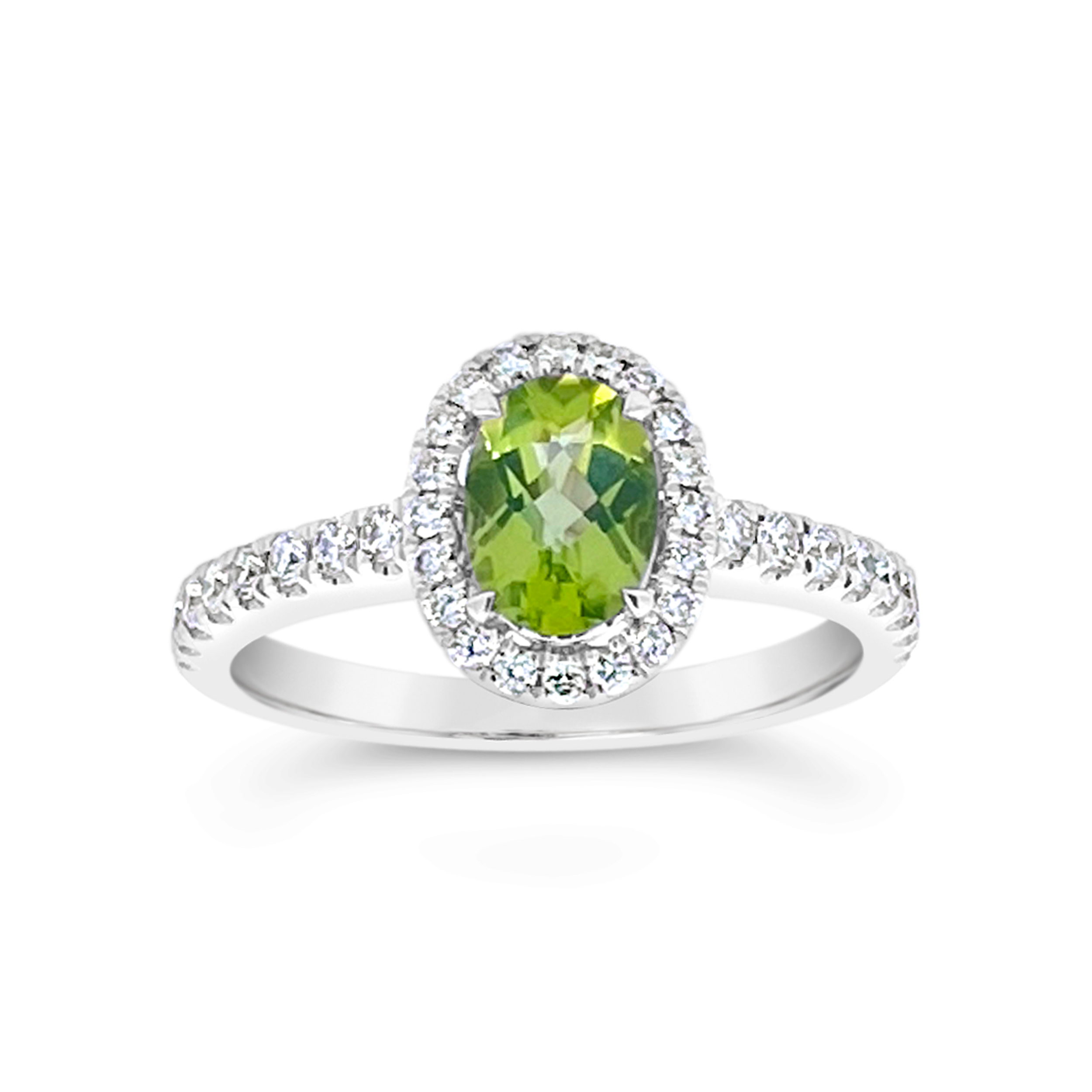 Irisa By Martin Binder Oval Peridot & Diamond Halo Ring