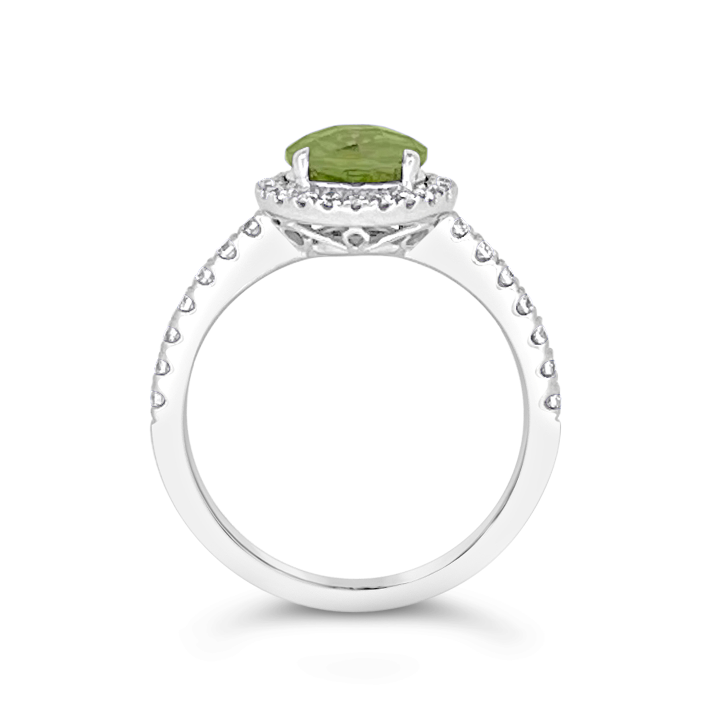 Irisa By Martin Binder Round Peridot & Diamond Halo Ring