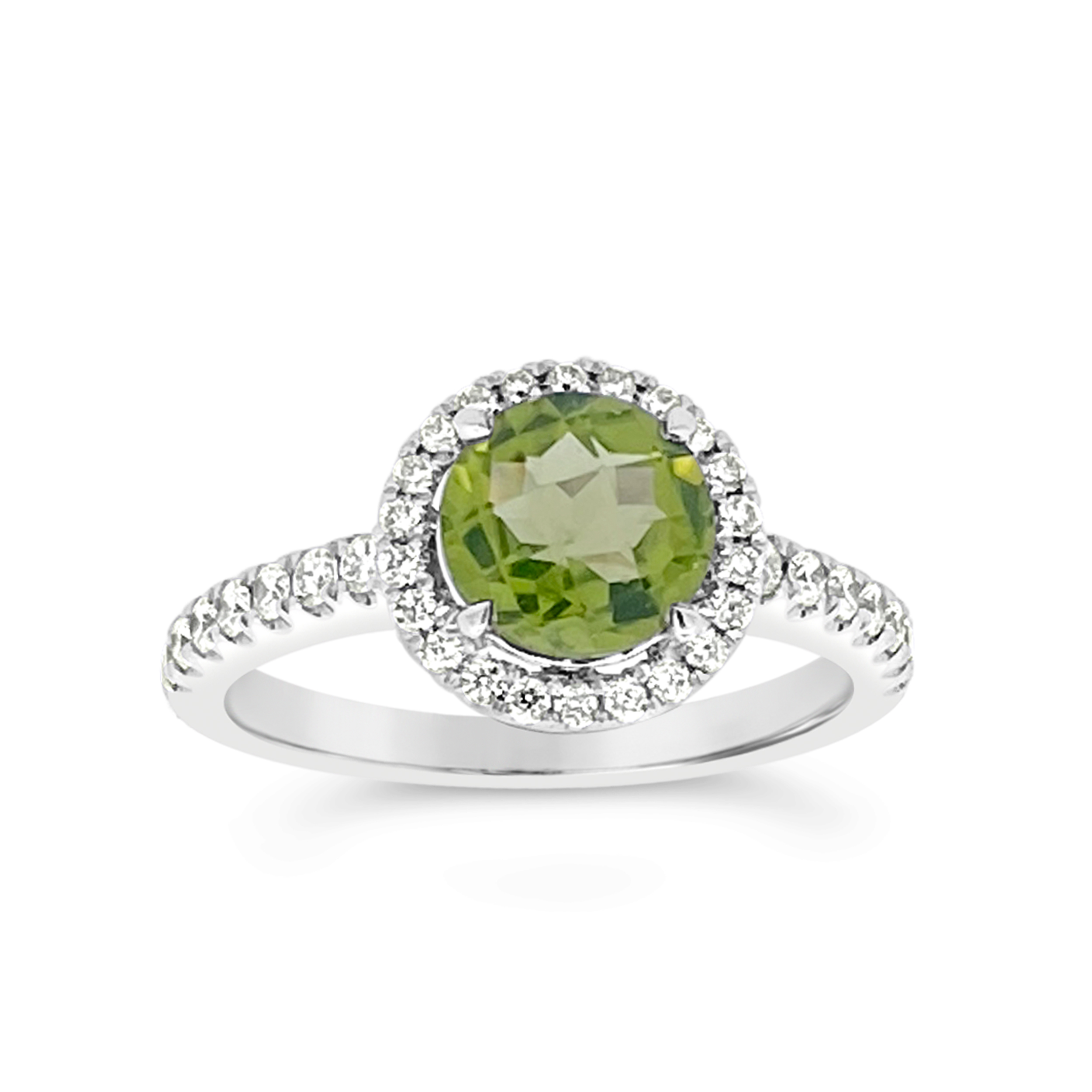 Irisa By Martin Binder Round Peridot & Diamond Halo Ring