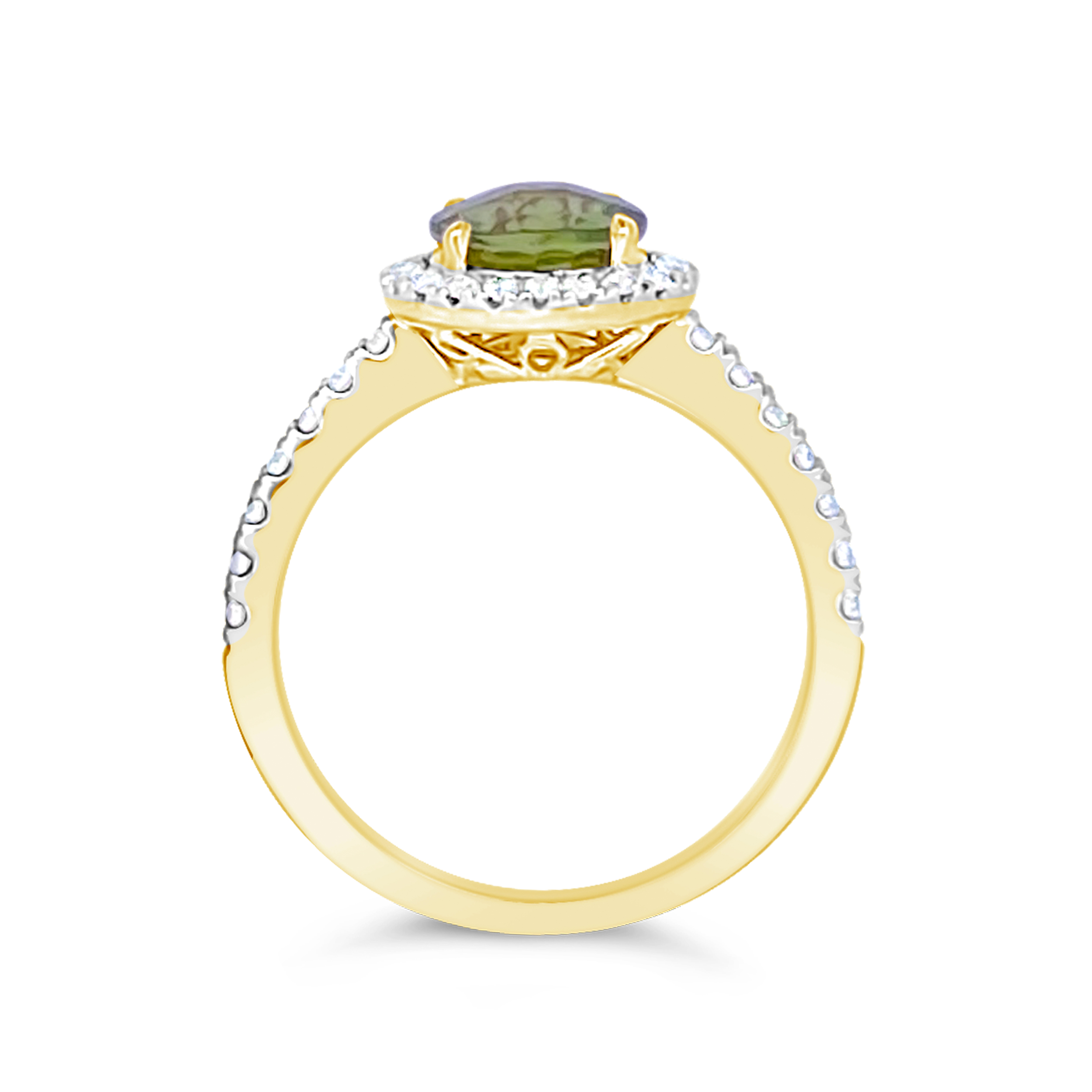 Irisa By Martin Binder Round Peridot & Diamond Halo Ring