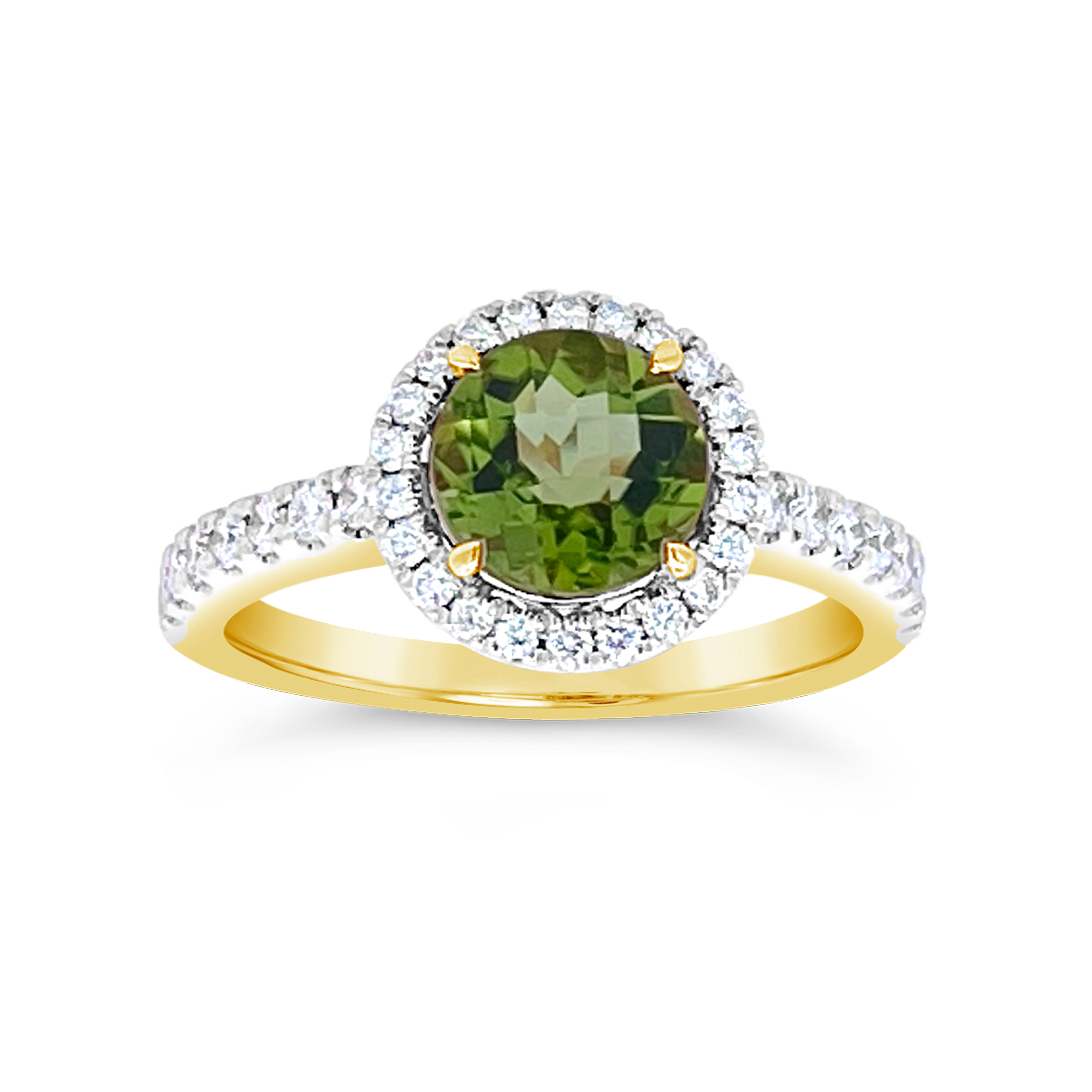 Irisa By Martin Binder Round Peridot & Diamond Halo Ring