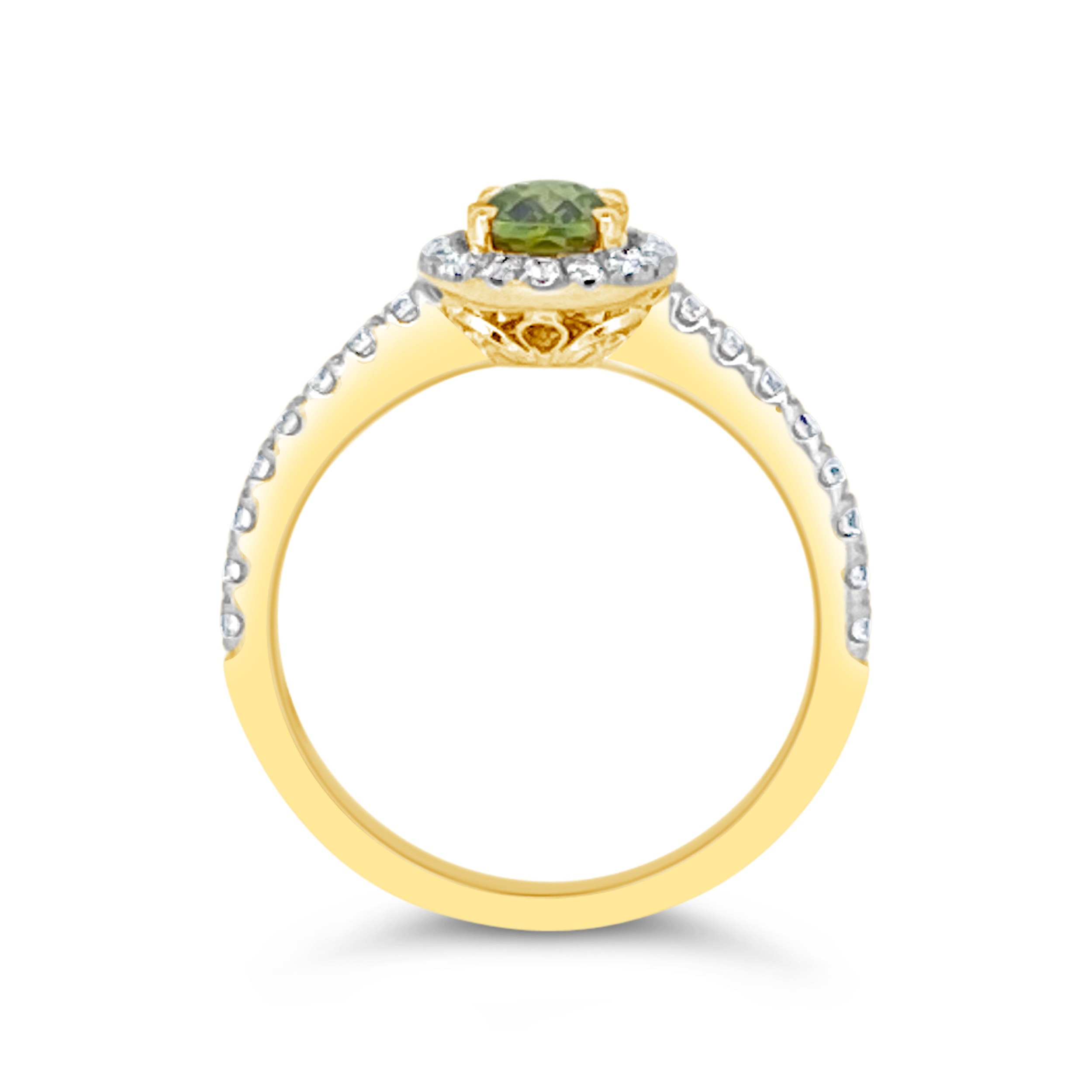 Irisa By Martin Binder Oval Peridot & Diamond Halo Ring