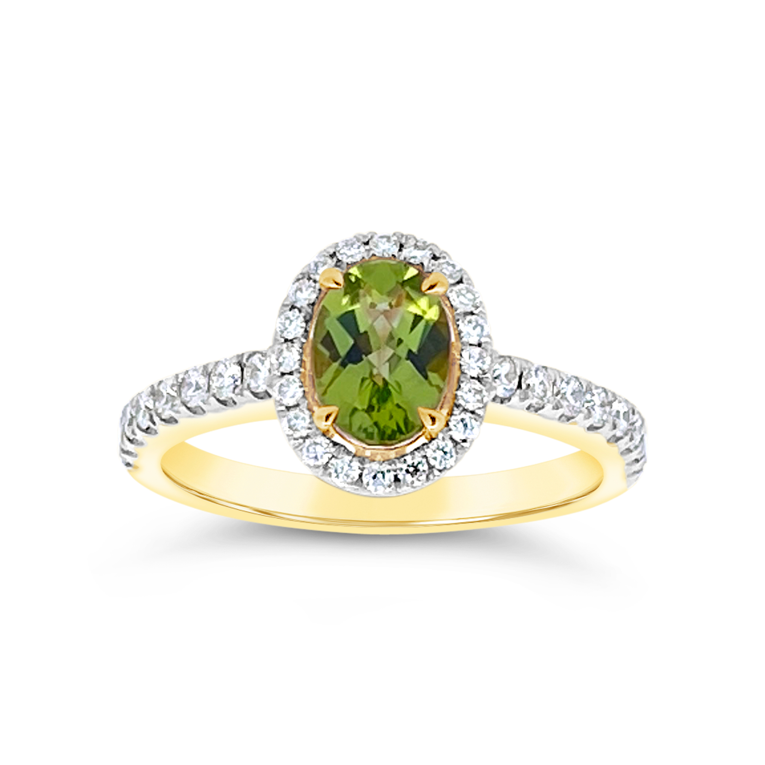 Irisa By Martin Binder Oval Peridot & Diamond Halo Ring