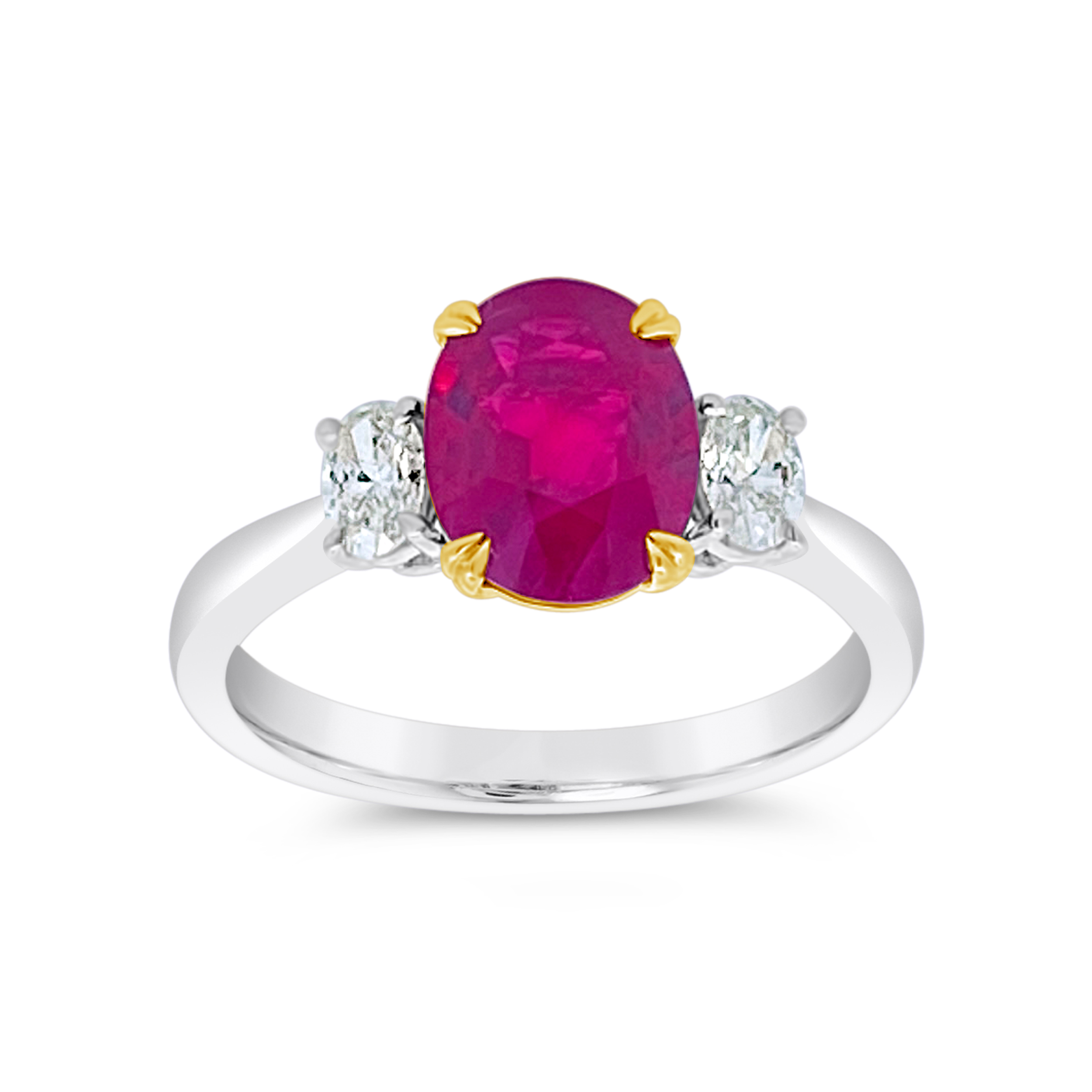 Irisa By Martin Binder Platinum Ruby & Diamond Three Stone Ring
