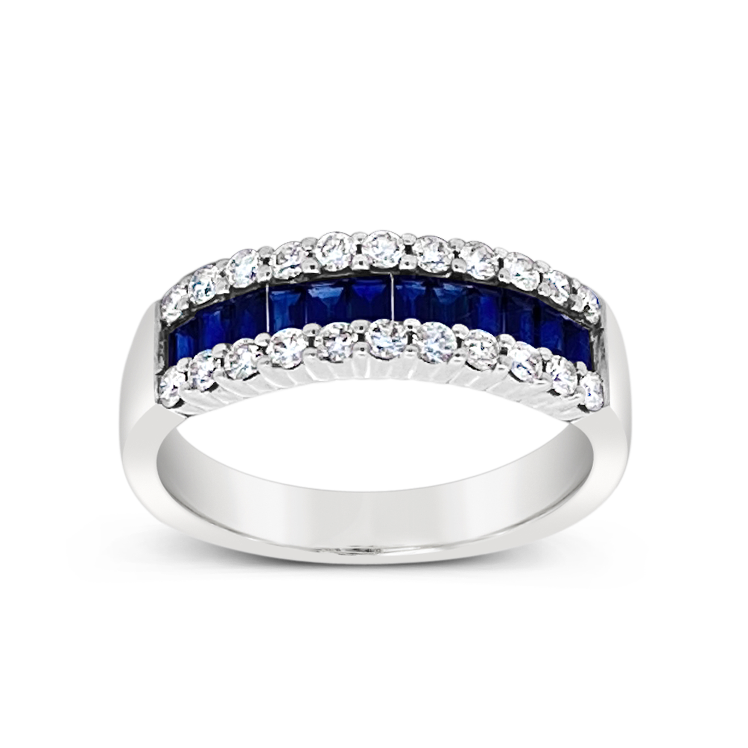 Irisa By Martin Binder Blue Sapphire & Diamond Wide Ring