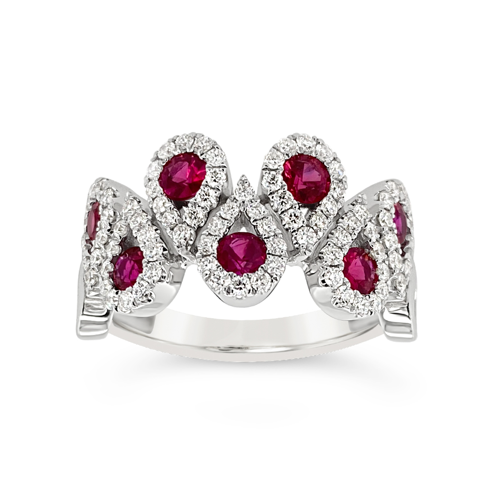 Irisa By Martin Binder The Lake Ruby & Diamond Alternating Pear Ring