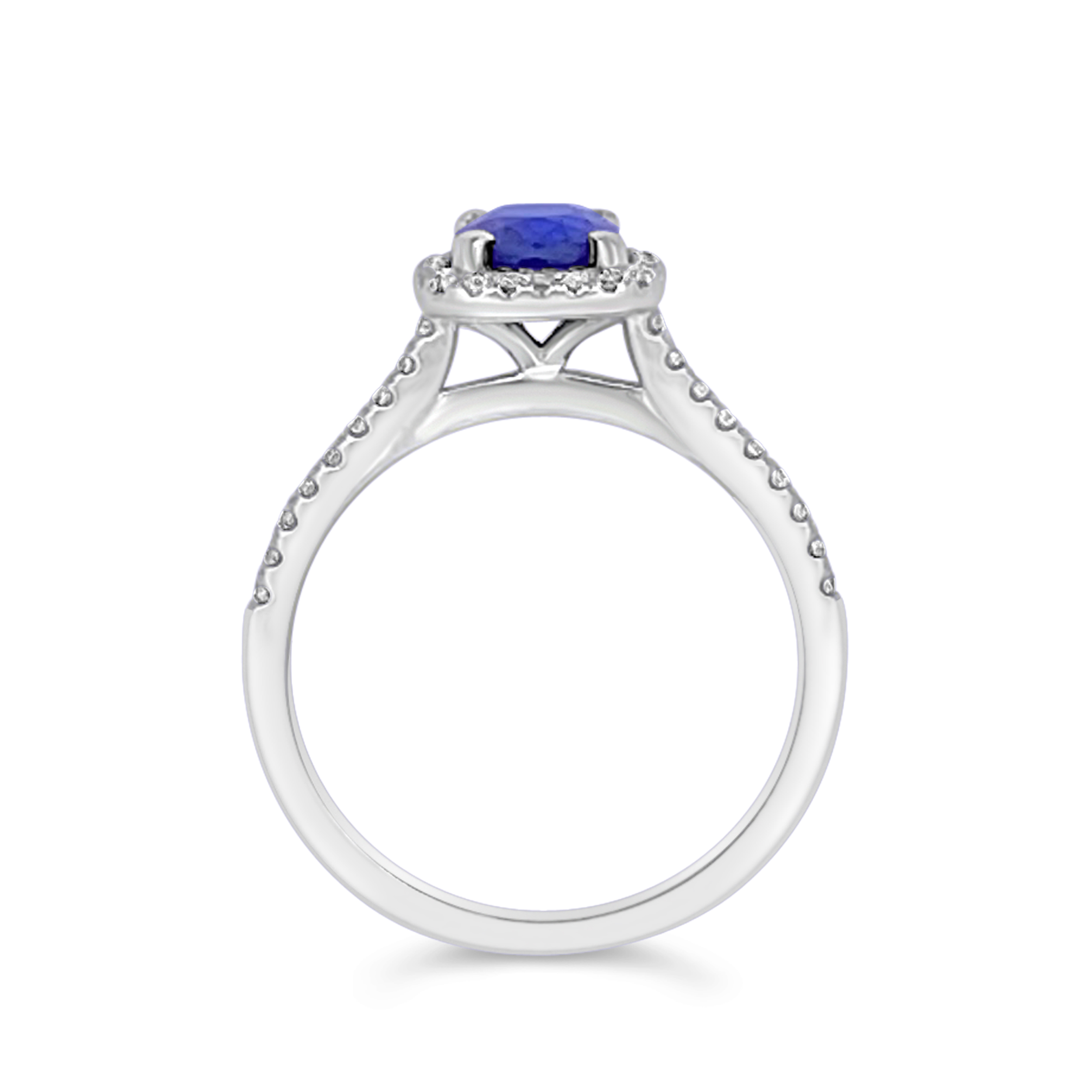 Irisa By Martin Binder Blue Sapphire & Diamond Halo Ring