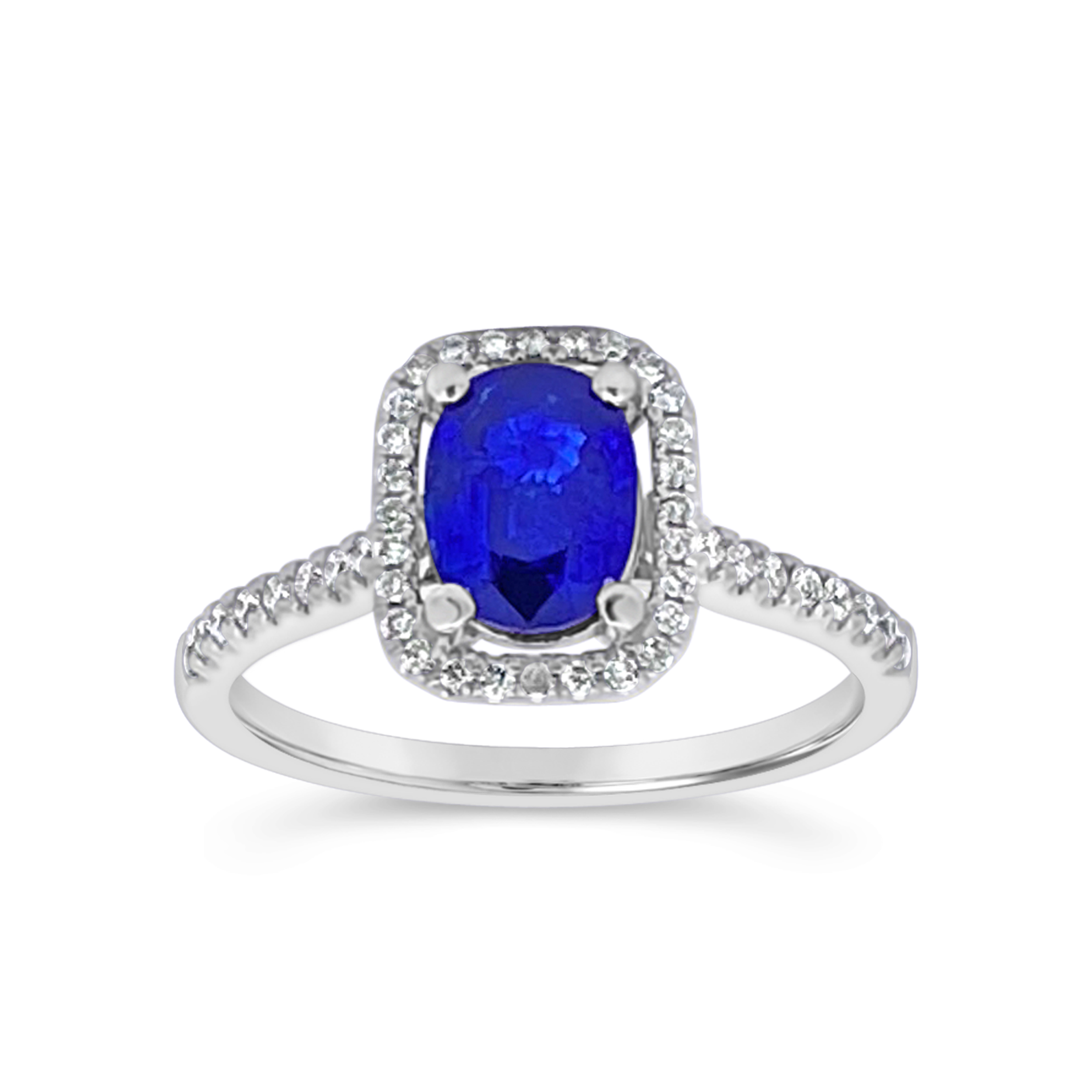Irisa By Martin Binder Blue Sapphire & Diamond Halo Ring
