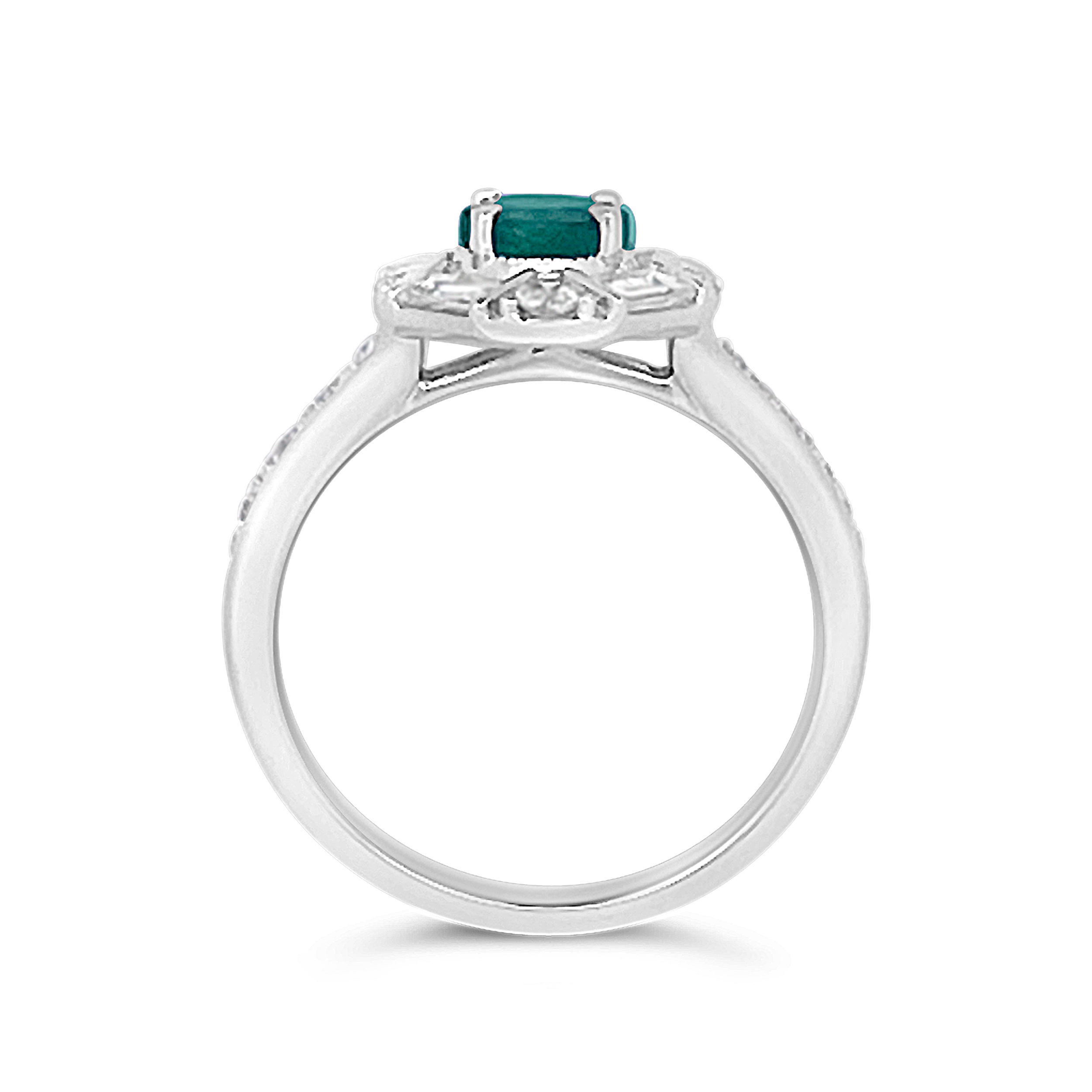 Irisa By Martin Binder Emerald & Diamond Deco Halo Ring