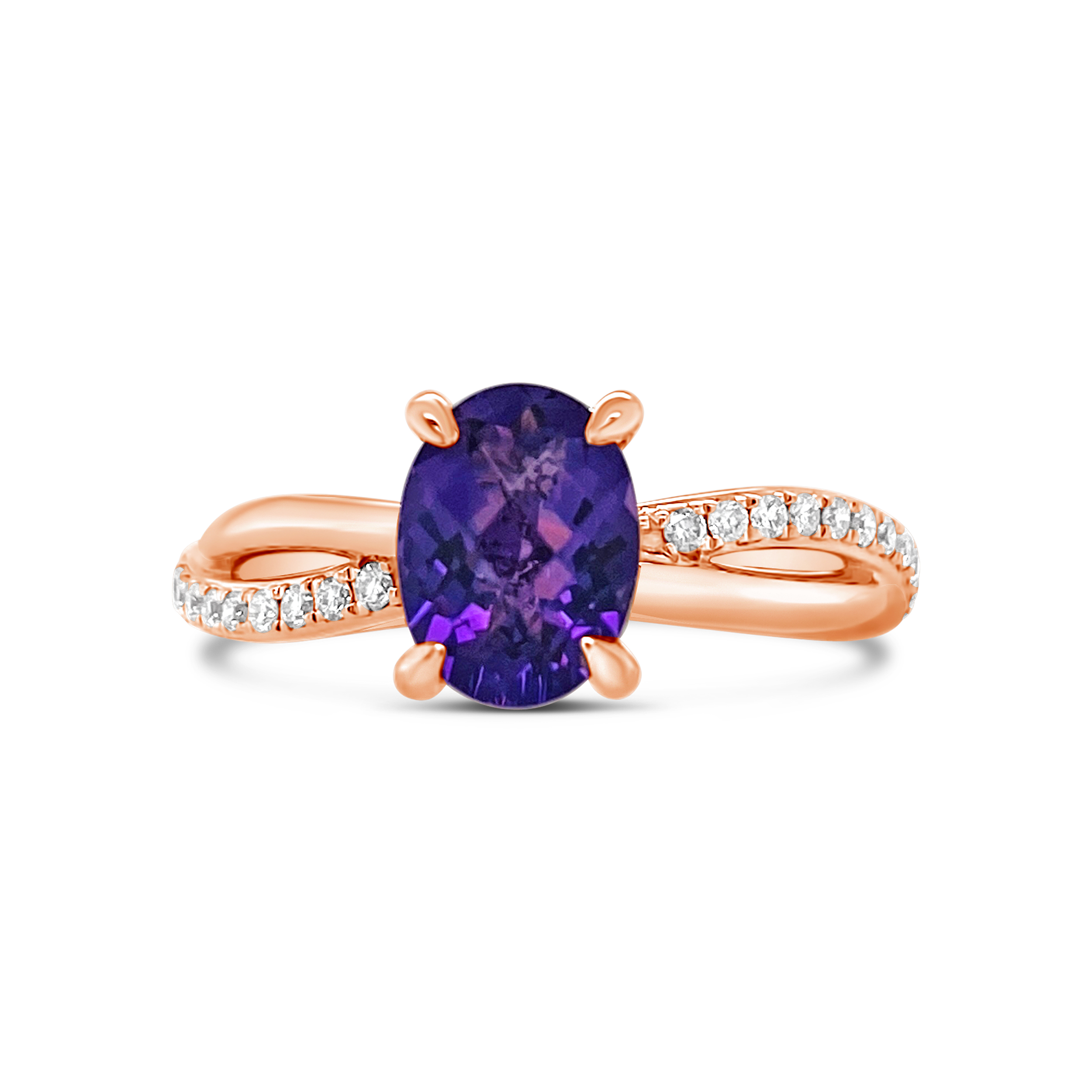 Irisa By Martin Binder Oval Amethyst & Diamond Twist Ring