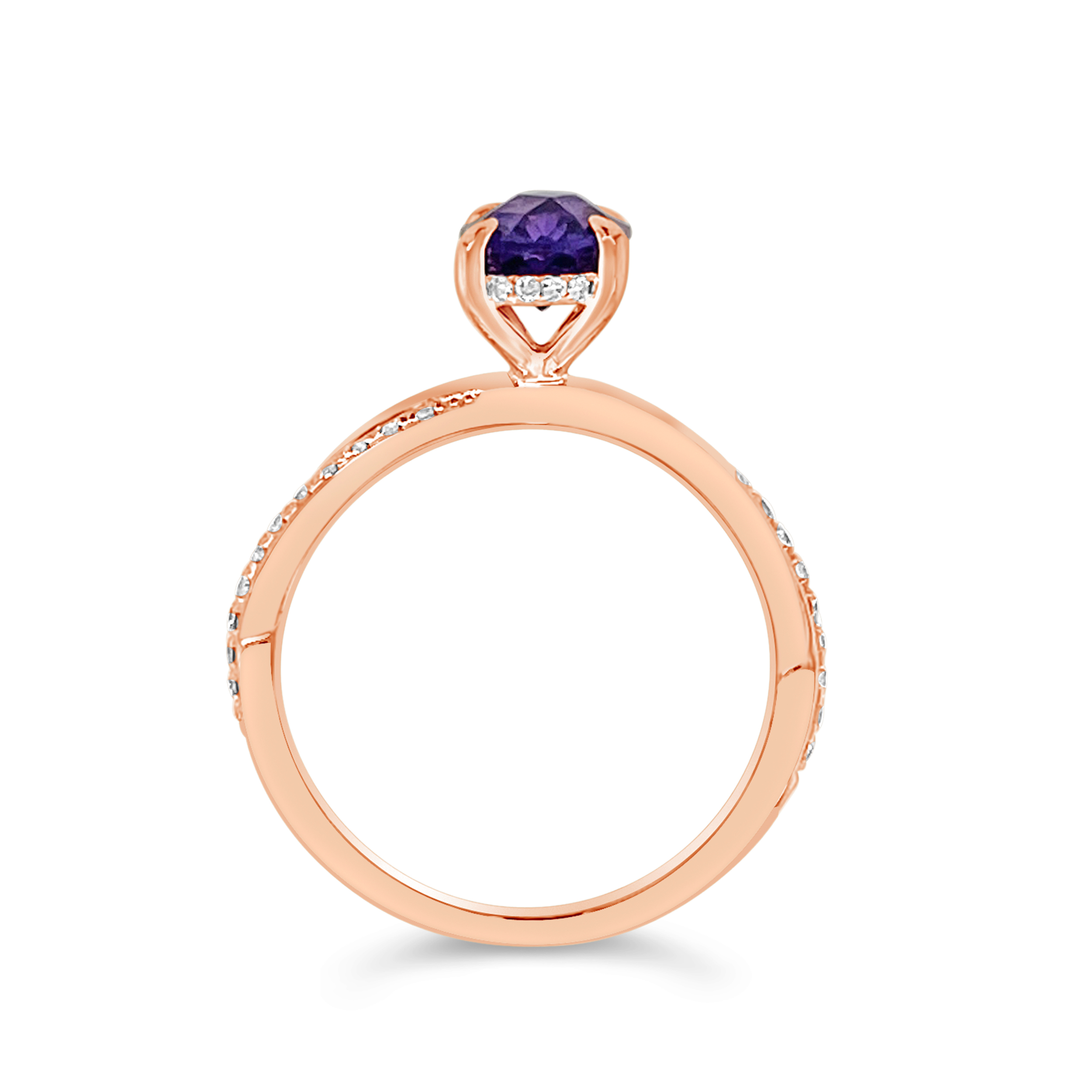 Irisa By Martin Binder Oval Amethyst & Diamond Twist Ring