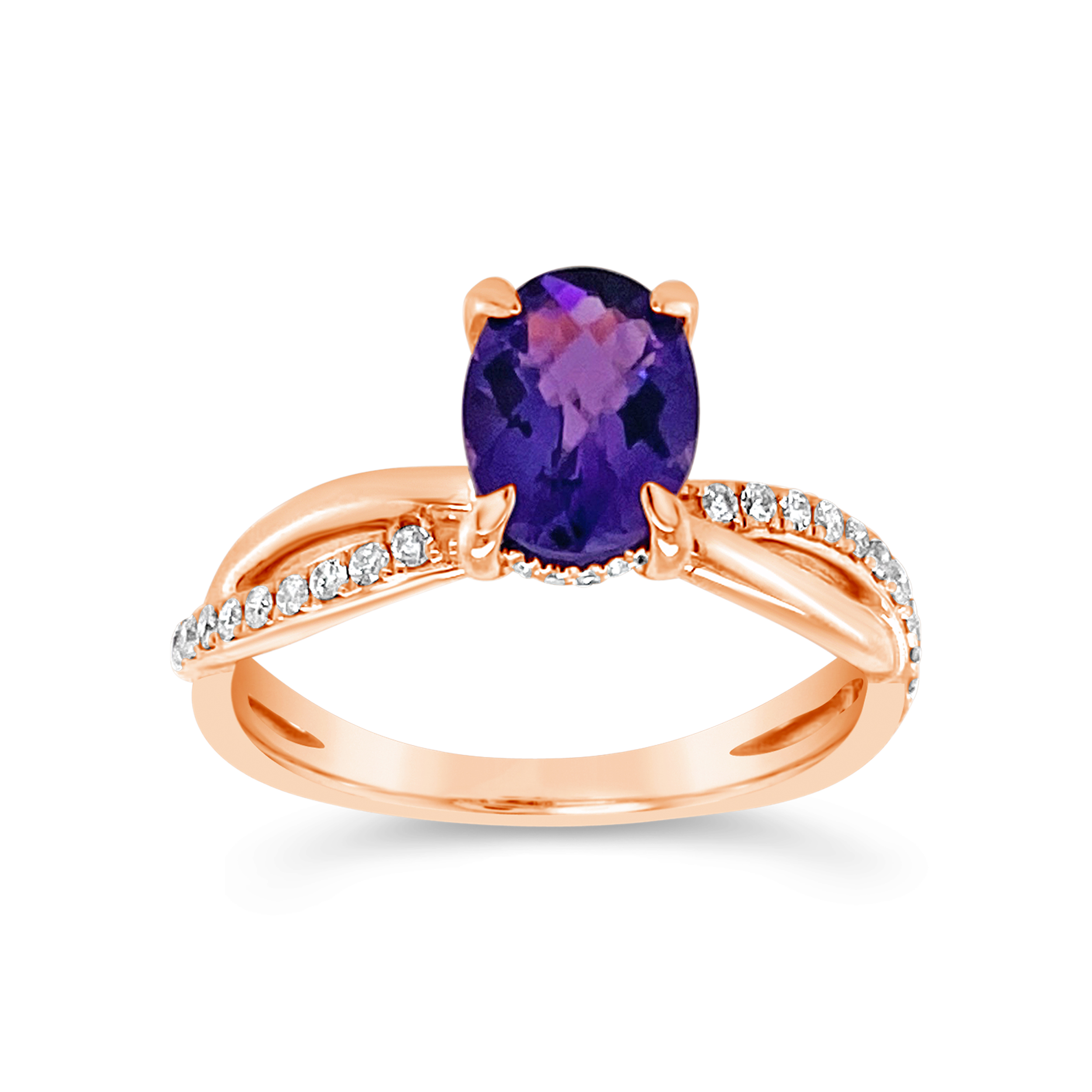 Irisa By Martin Binder Oval Amethyst & Diamond Twist Ring