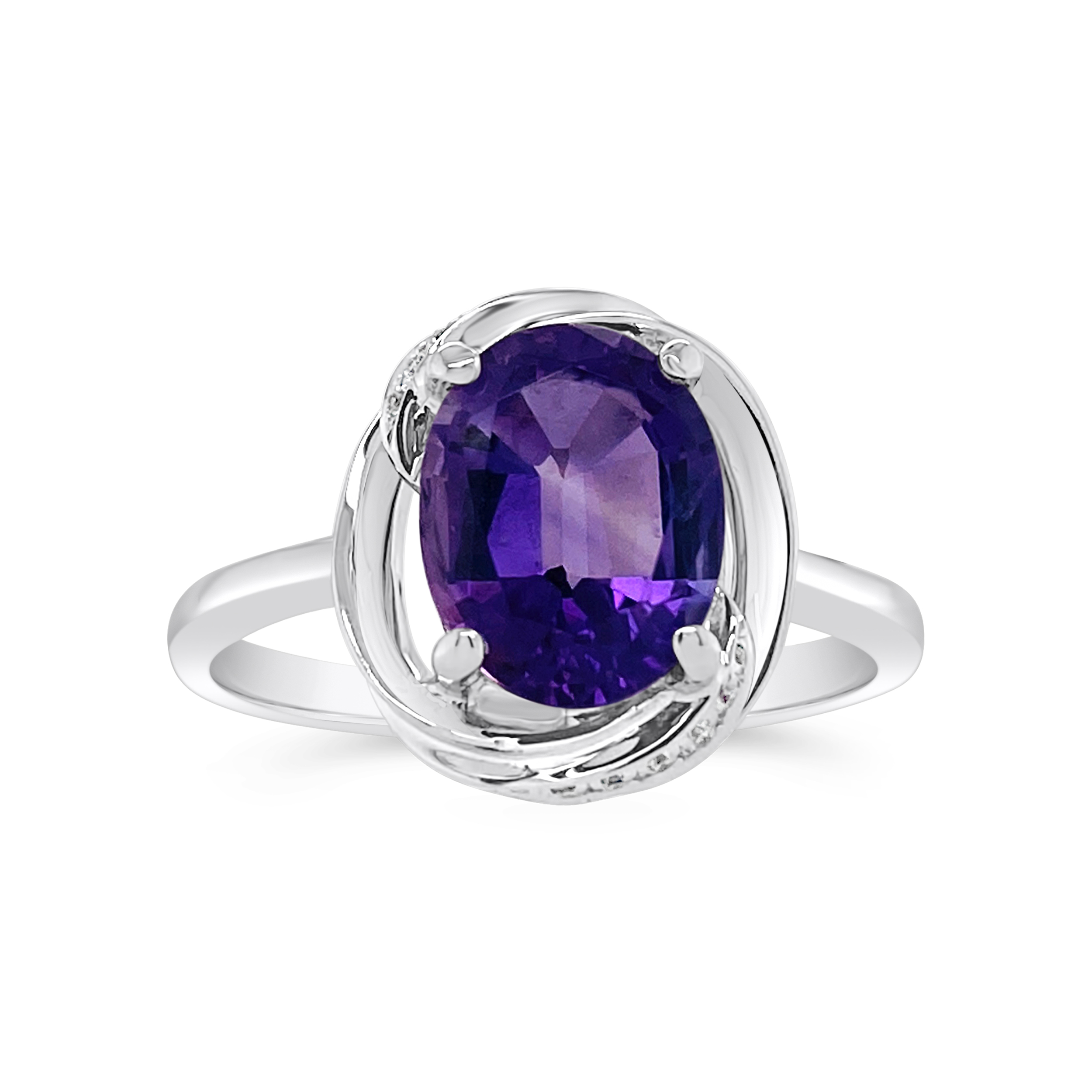 Irisa By Martin Binder Oval Amethyst & Diamond Swirl Halo Ring