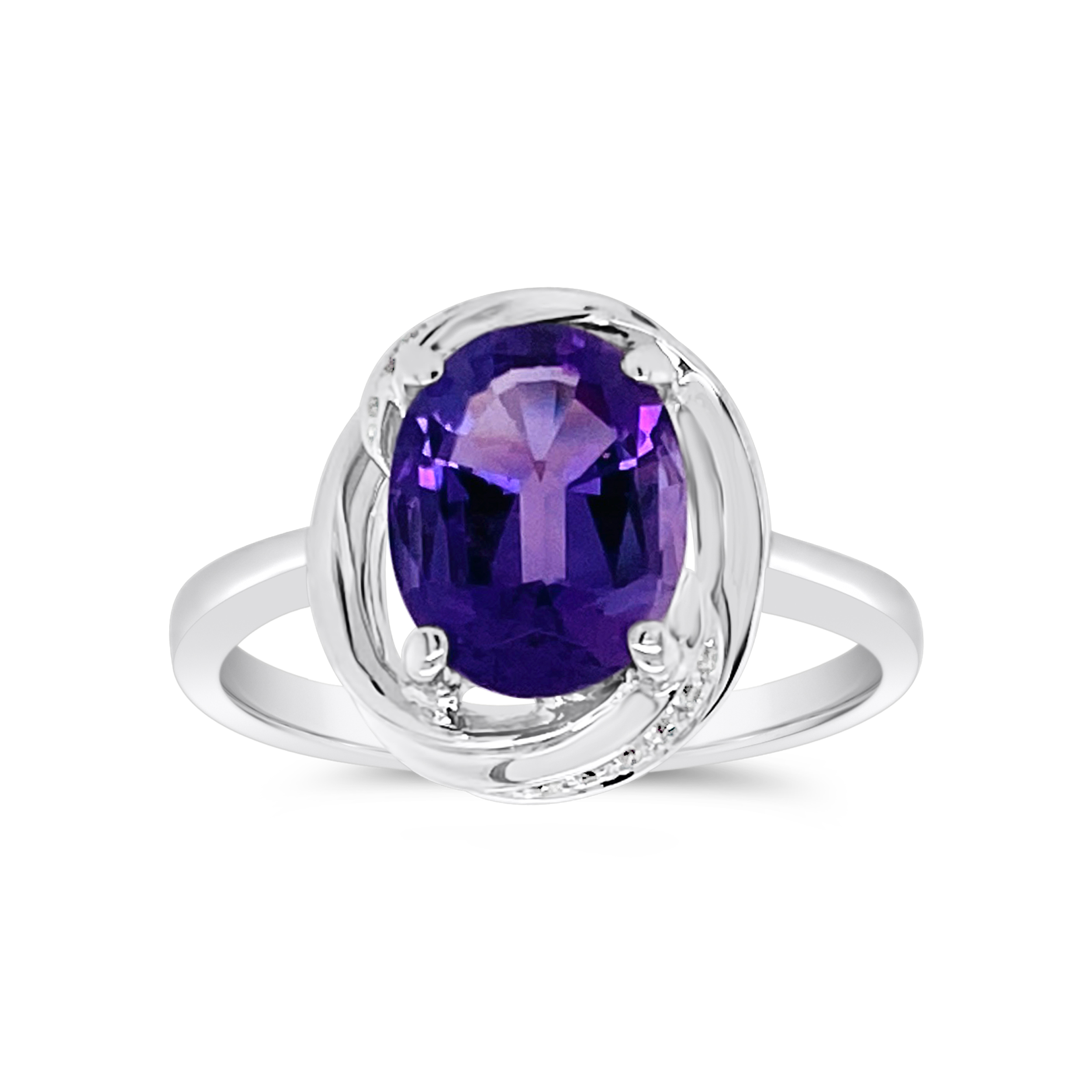 Irisa By Martin Binder Oval Amethyst & Diamond Swirl Halo Ring