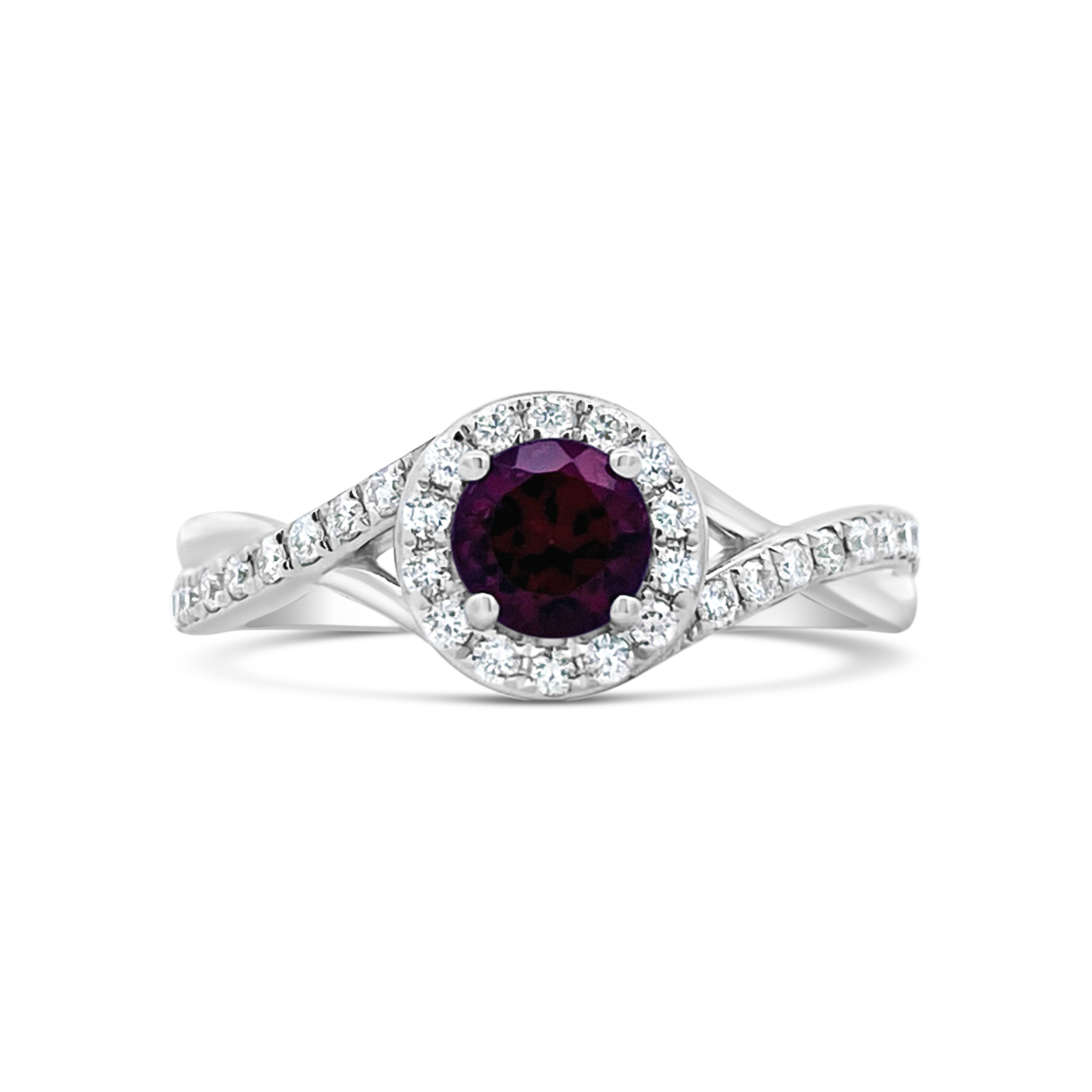 Irisa by Martin Binder Rhodolite Garnet & Diamond Twist Ring