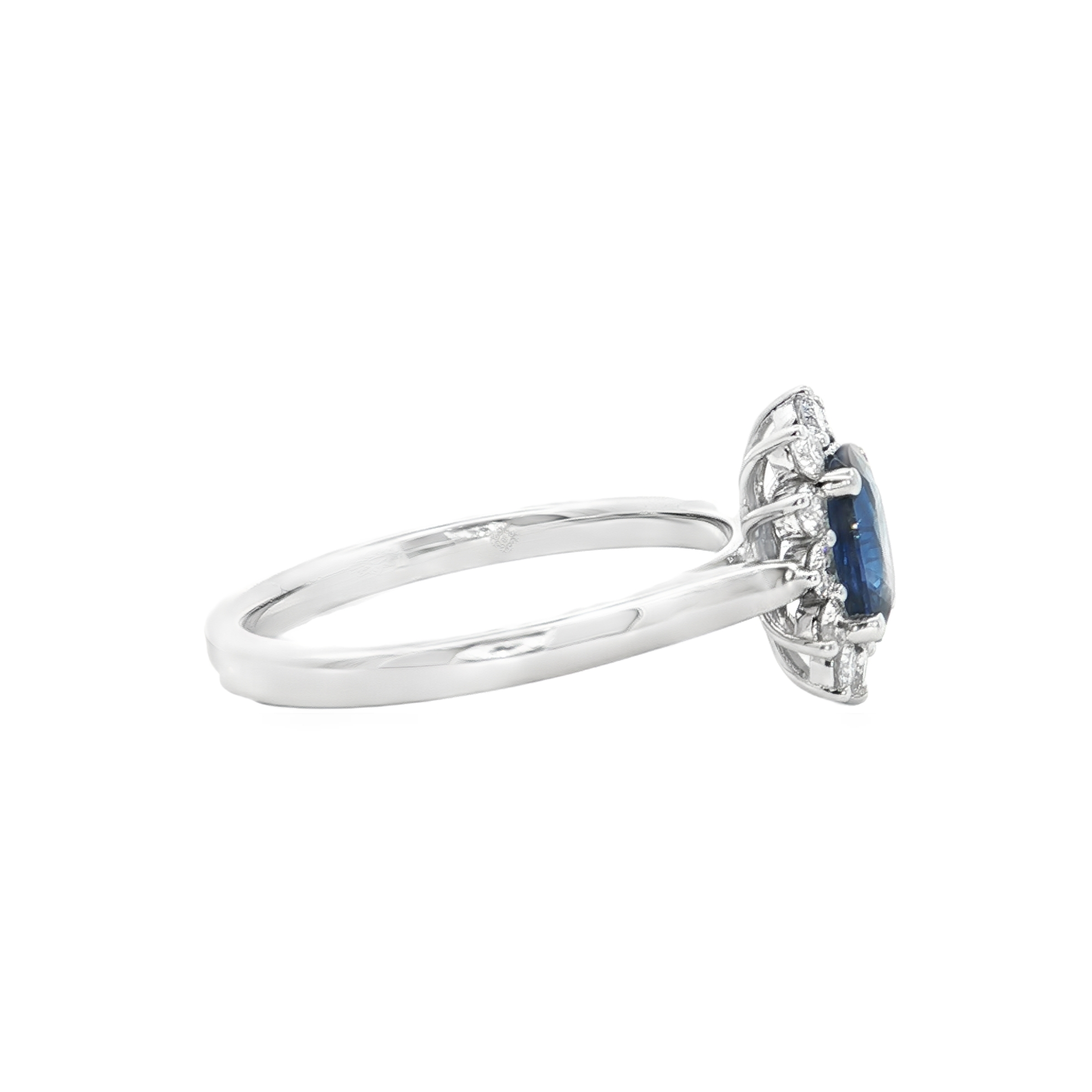 Irisa by Martin Binder Platinum Blue Sapphire & Diamond Halo Ring