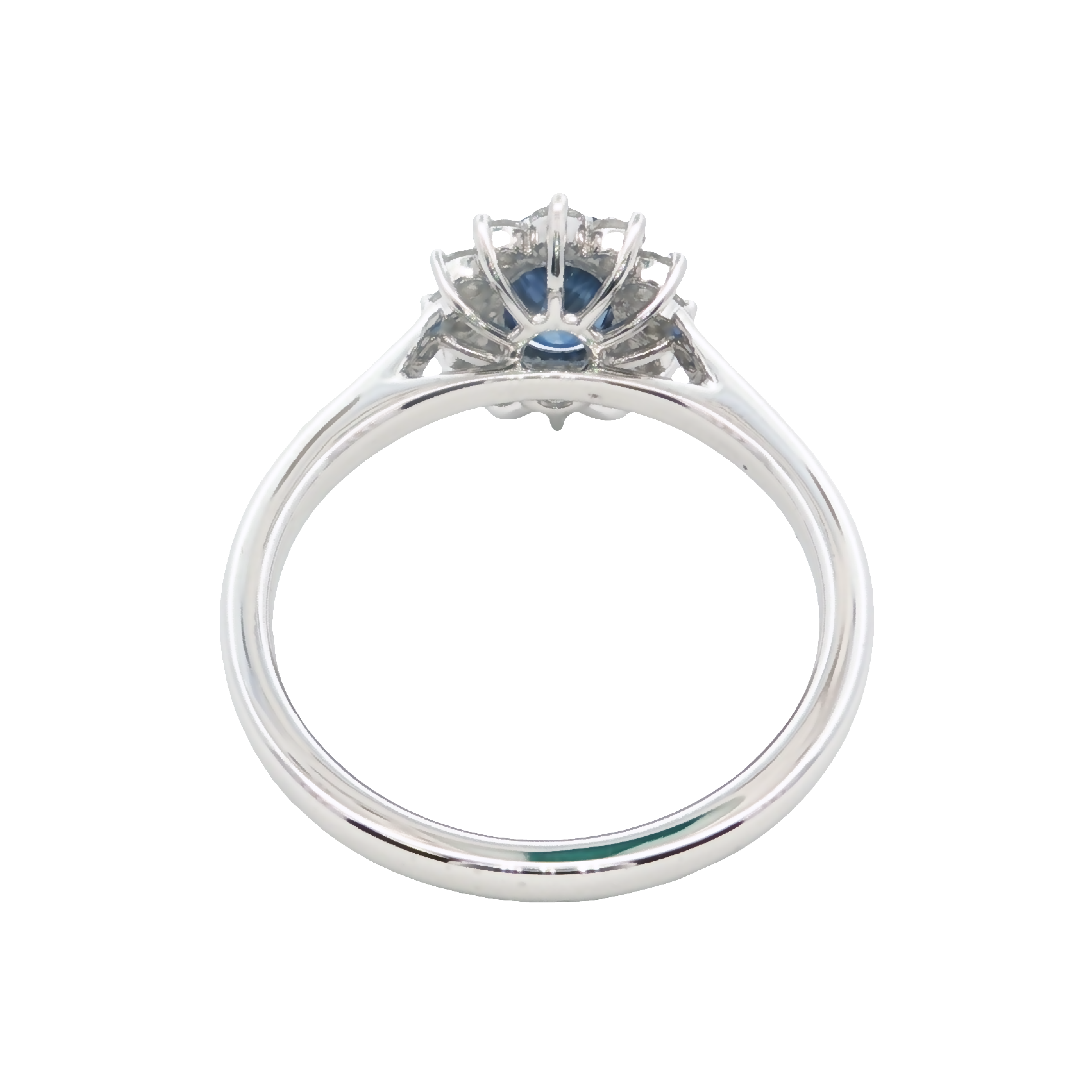 Irisa by Martin Binder Platinum Blue Sapphire & Diamond Halo Ring