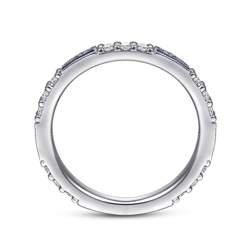 Gabriel & Co. Stackable Blue Sapphire Baguette & Diamond Ring