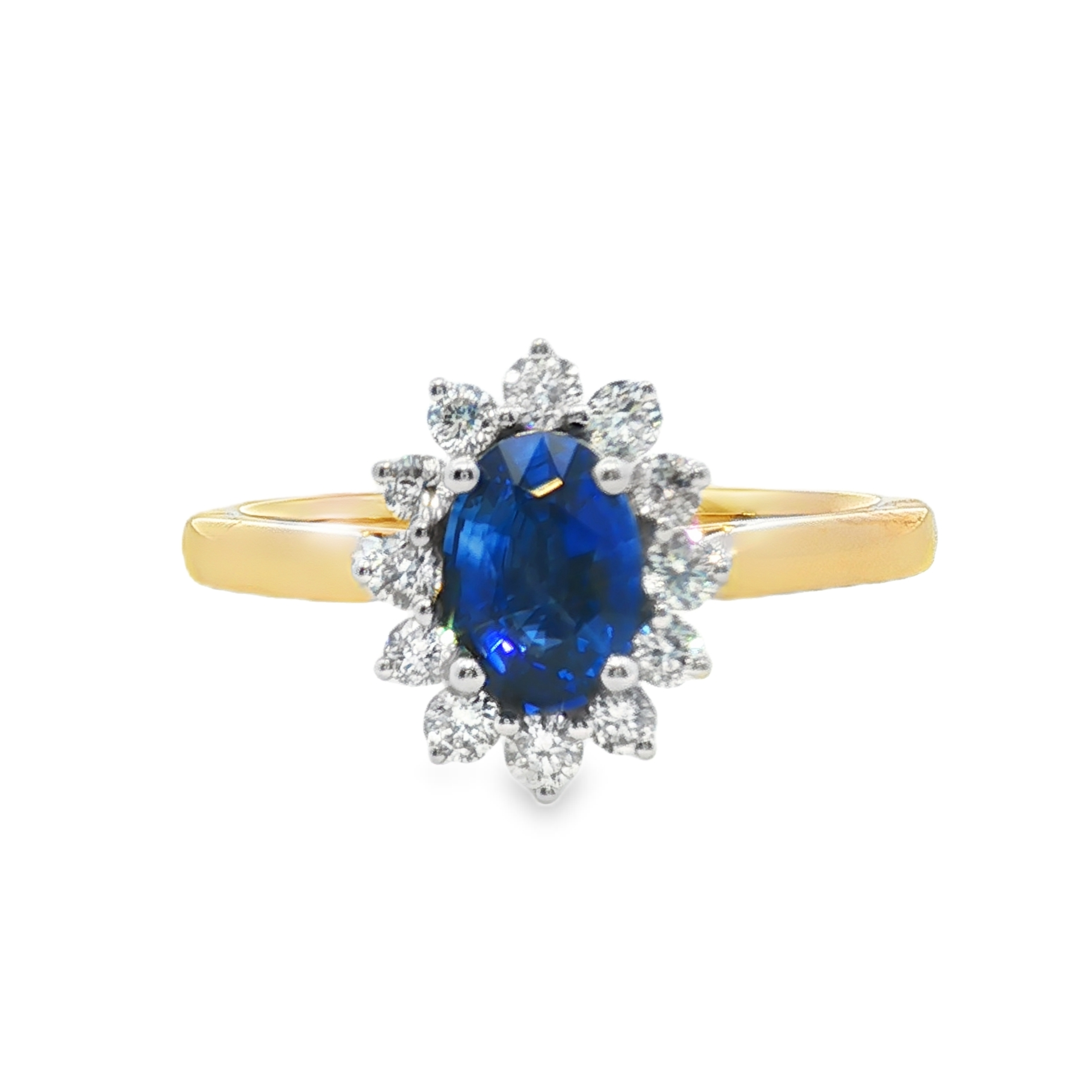 Irisa by Martin Binder Blue Sapphire & Diamond Halo Ring