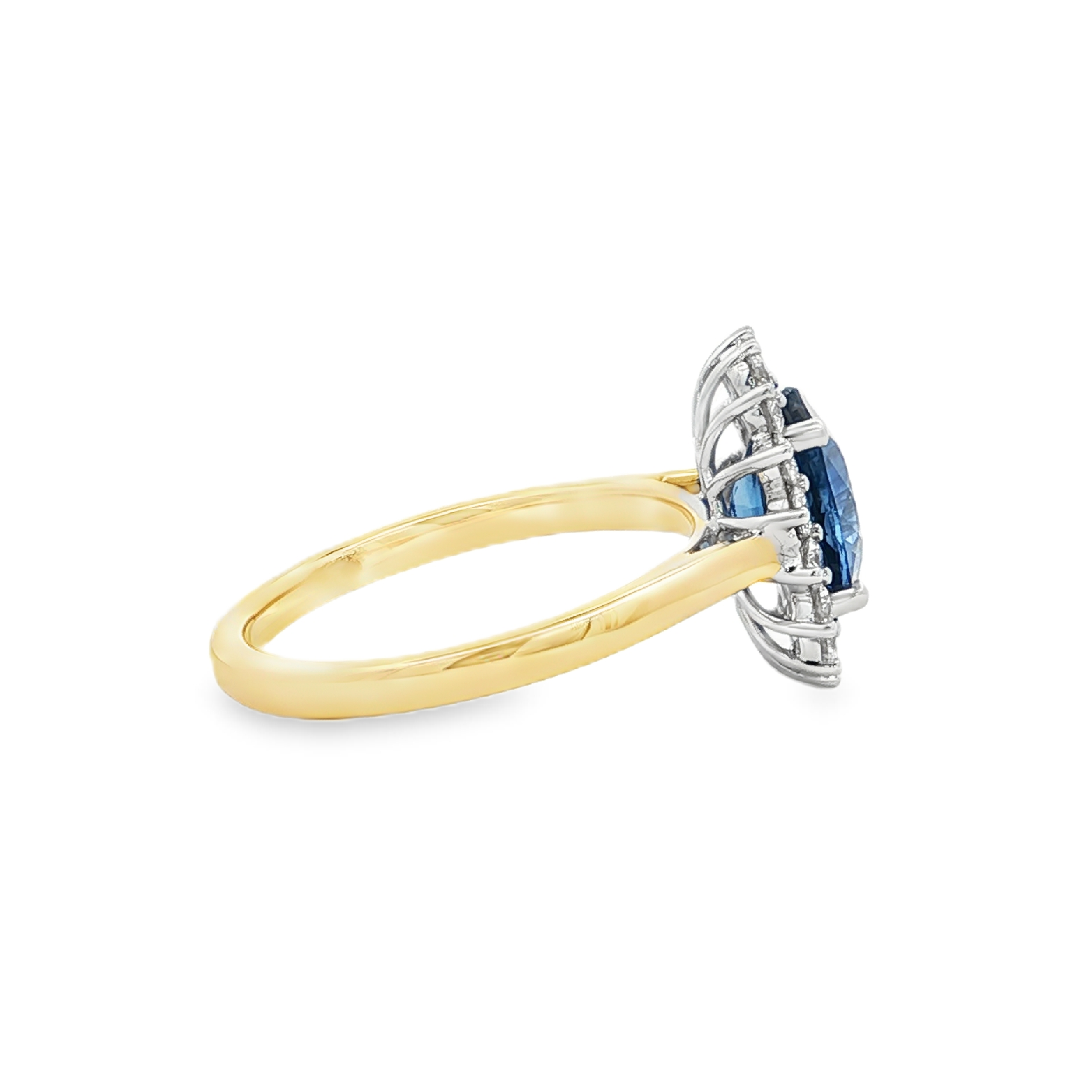 Irisa by Martin Binder Blue Sapphire & Diamond Halo Ring