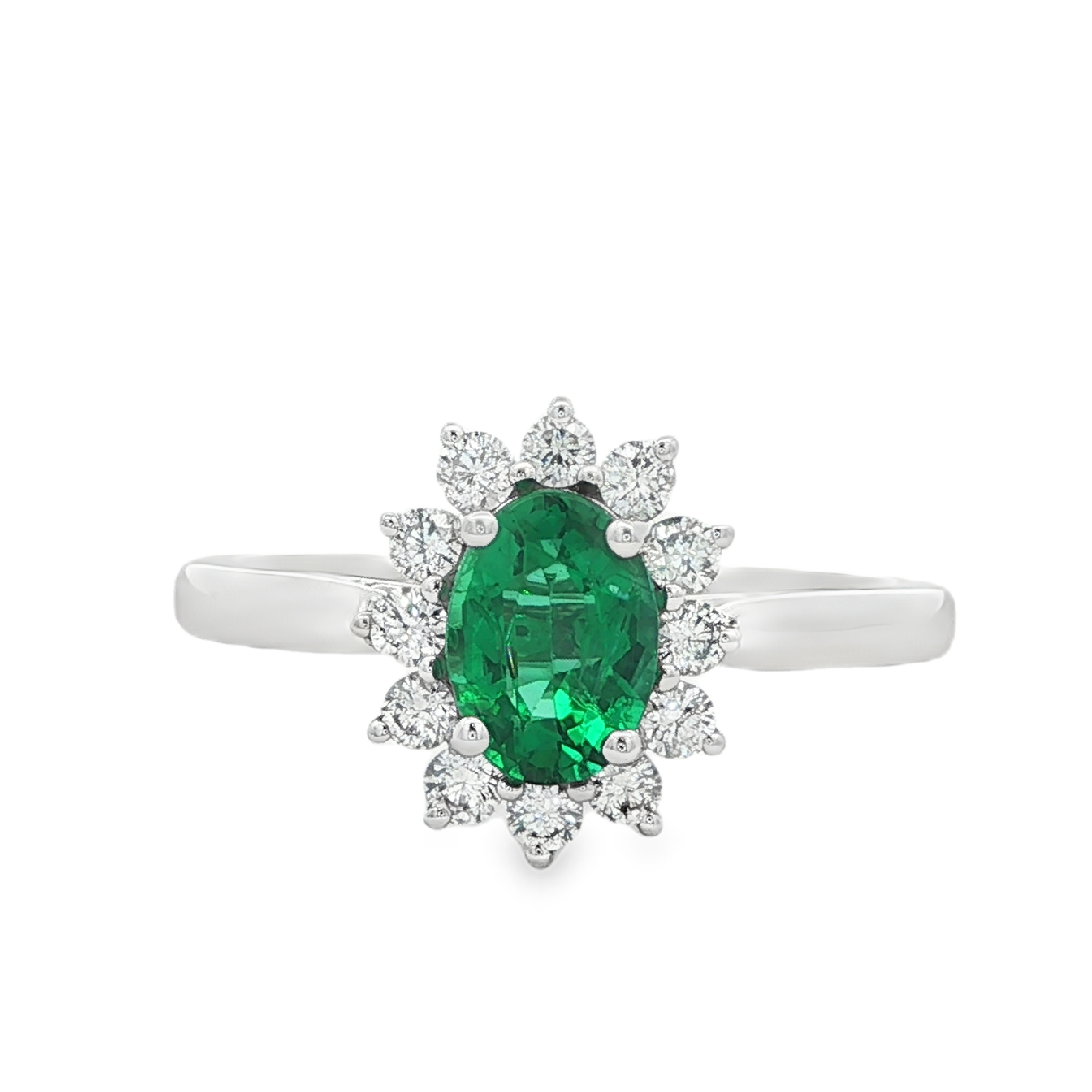 Irisa by Martin Binder Emerald & Diamond Halo Ring