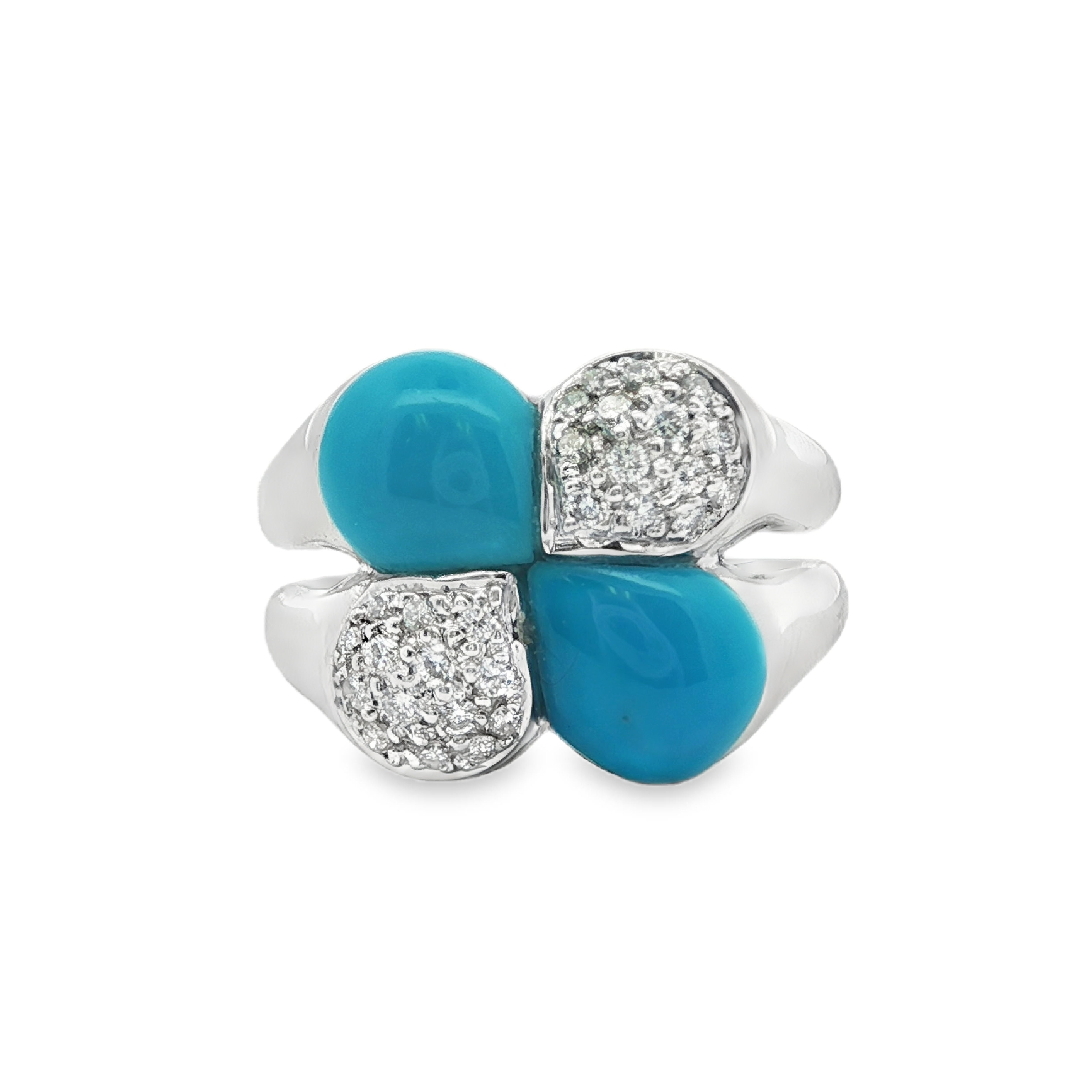 Estate by Martin Binder Turquoise & Diamond Clover Ring