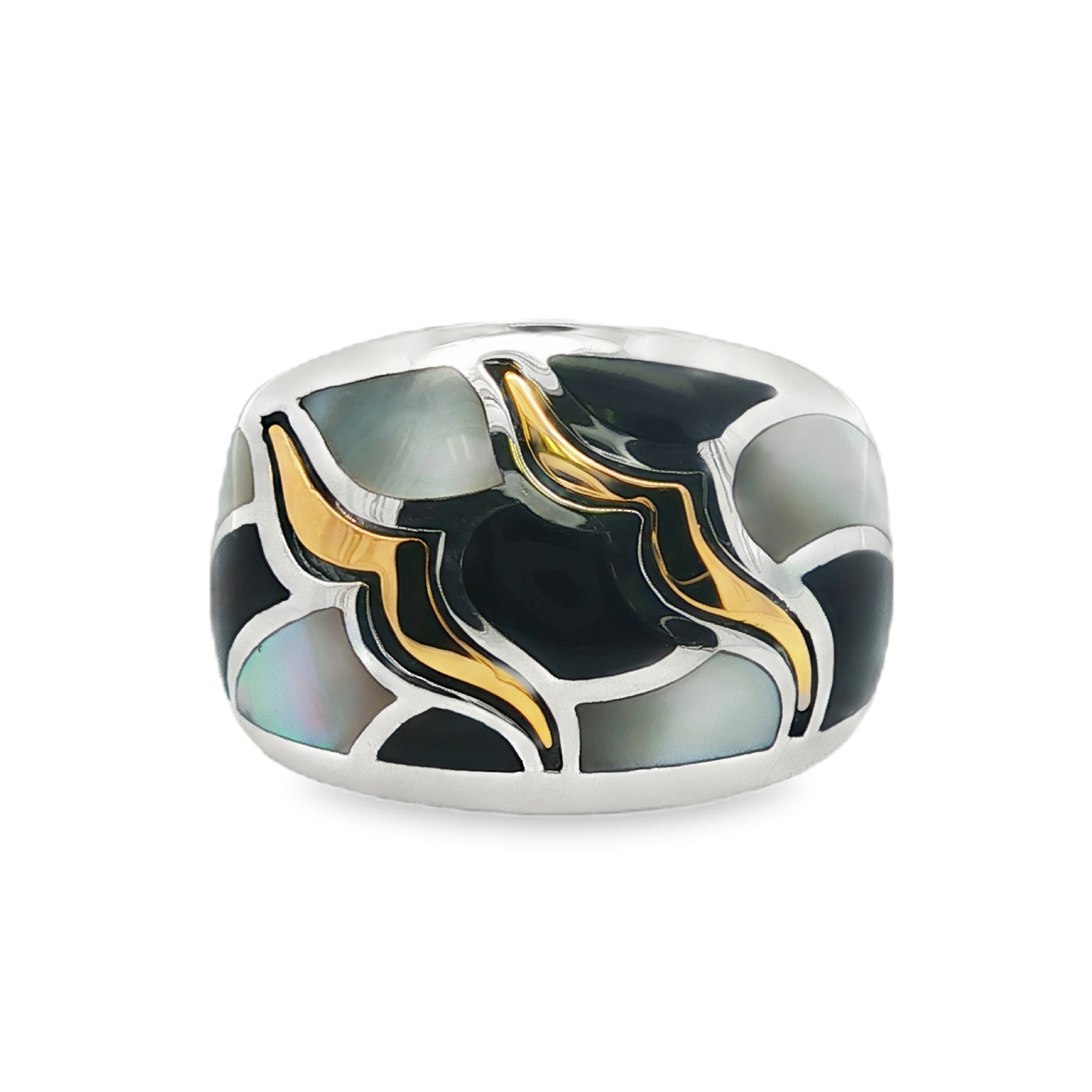 Estate by Martin Binder Black Onyx & Mother of Pearl Inlay Ring