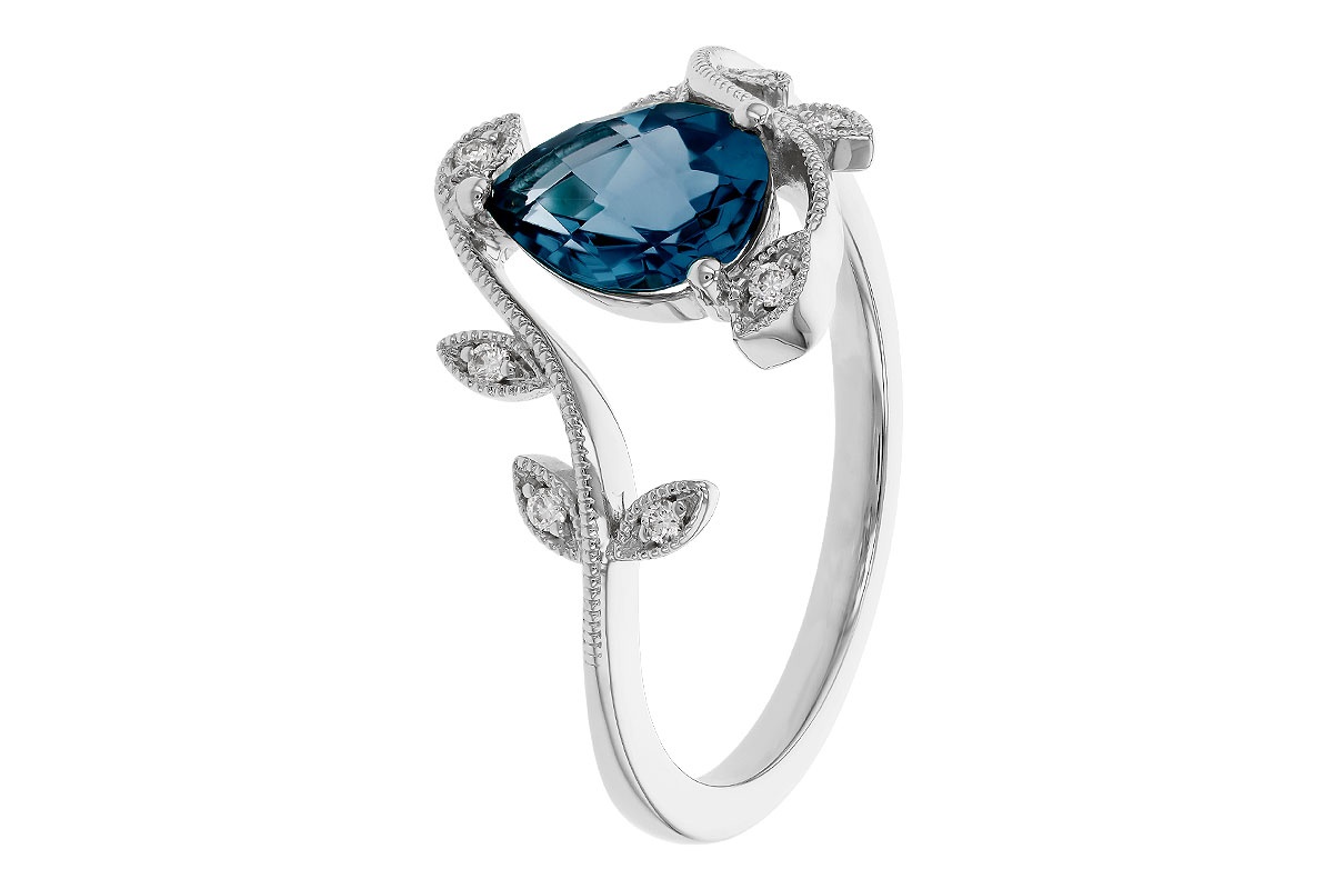Allison Kaufman London Blue Topaz & Diamond Ring