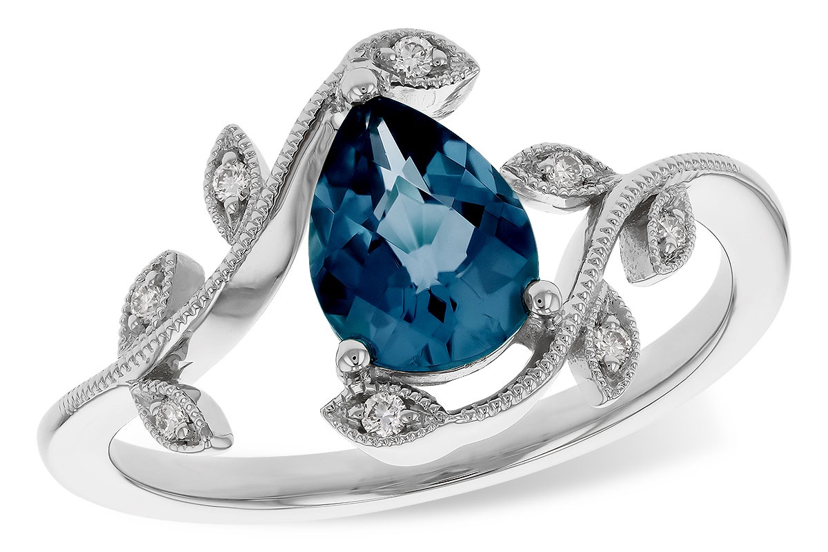 Allison Kaufman London Blue Topaz & Diamond Ring