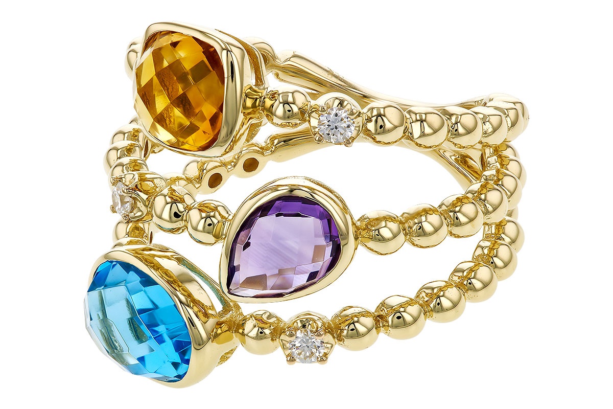 Allison Kaufman Semi-Precious Gemstone Multi Row Bubble Ring