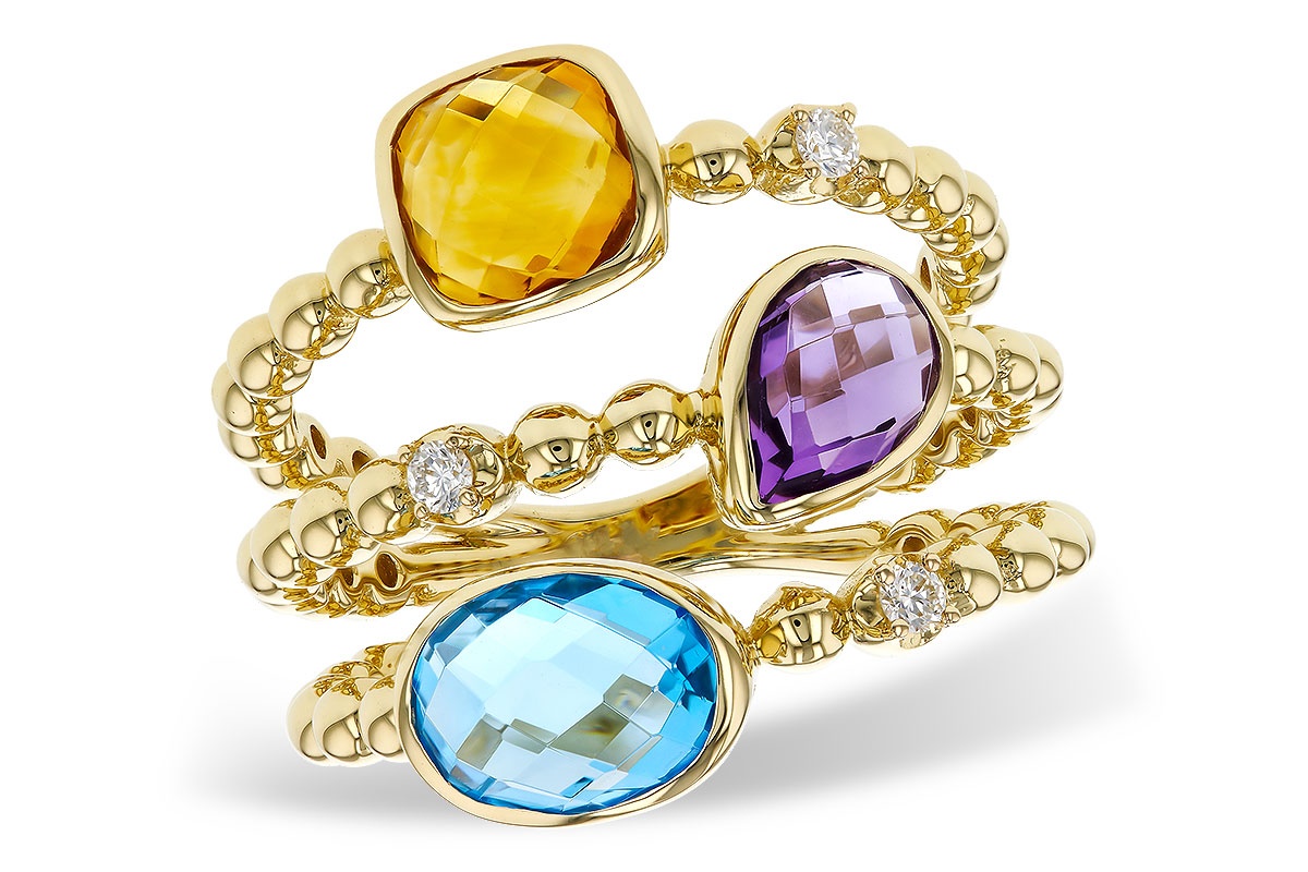 Allison Kaufman Semi-Precious Gemstone Multi Row Bubble Ring