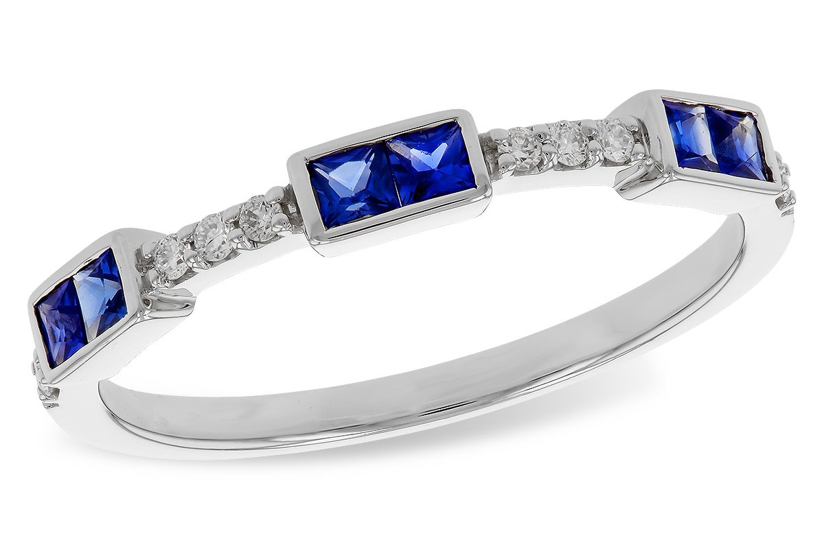 Allison Kaufman Blue Sapphire & Diamond Band Ring
