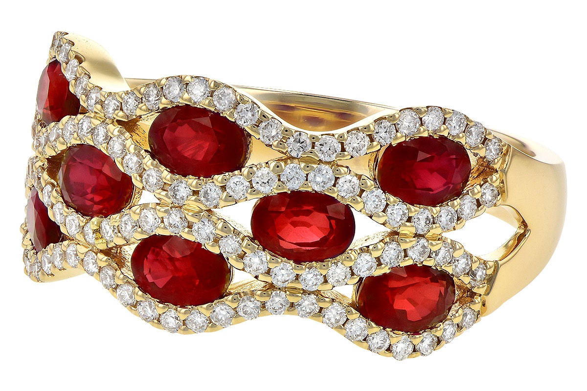 Allison Kaufman Ruby & Diamond Three Row Band Ring