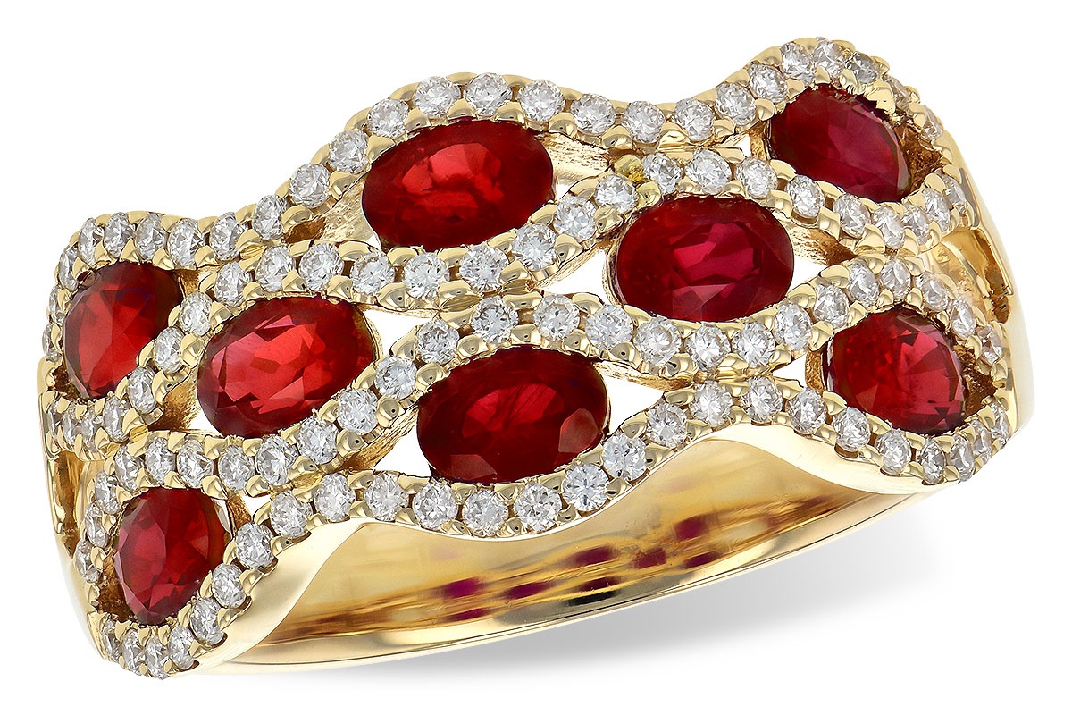 Allison Kaufman Ruby & Diamond Three Row Band Ring