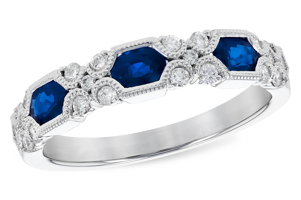 Allison Kaufman Blue Sapphire & Diamond Band Ring