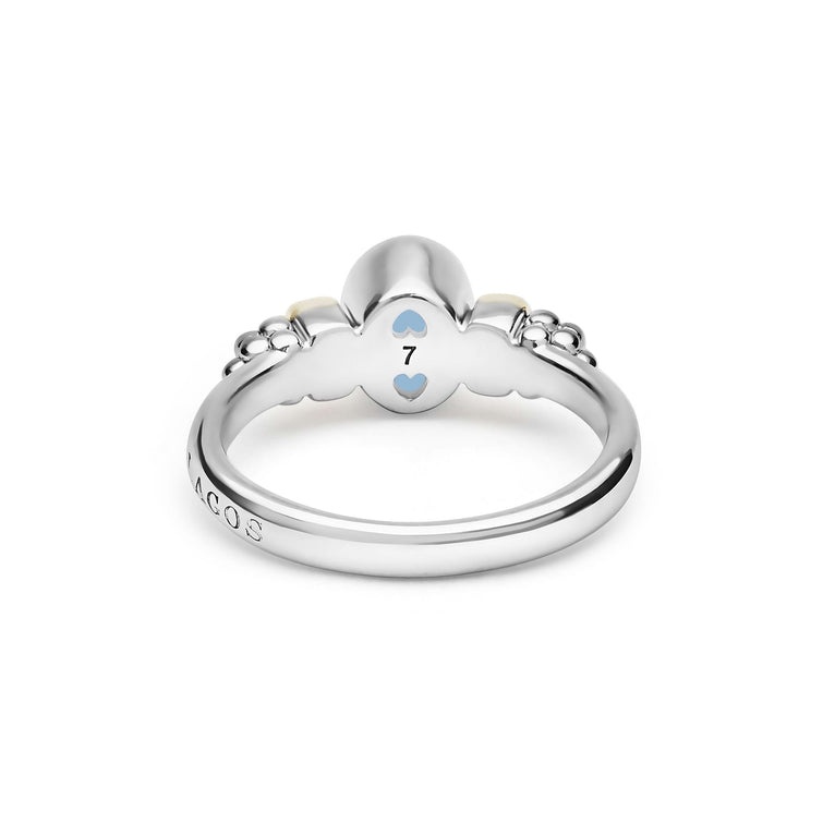 LAGOS Signature Caviar Two-Tone Swiss Blue Topaz Oval Ring